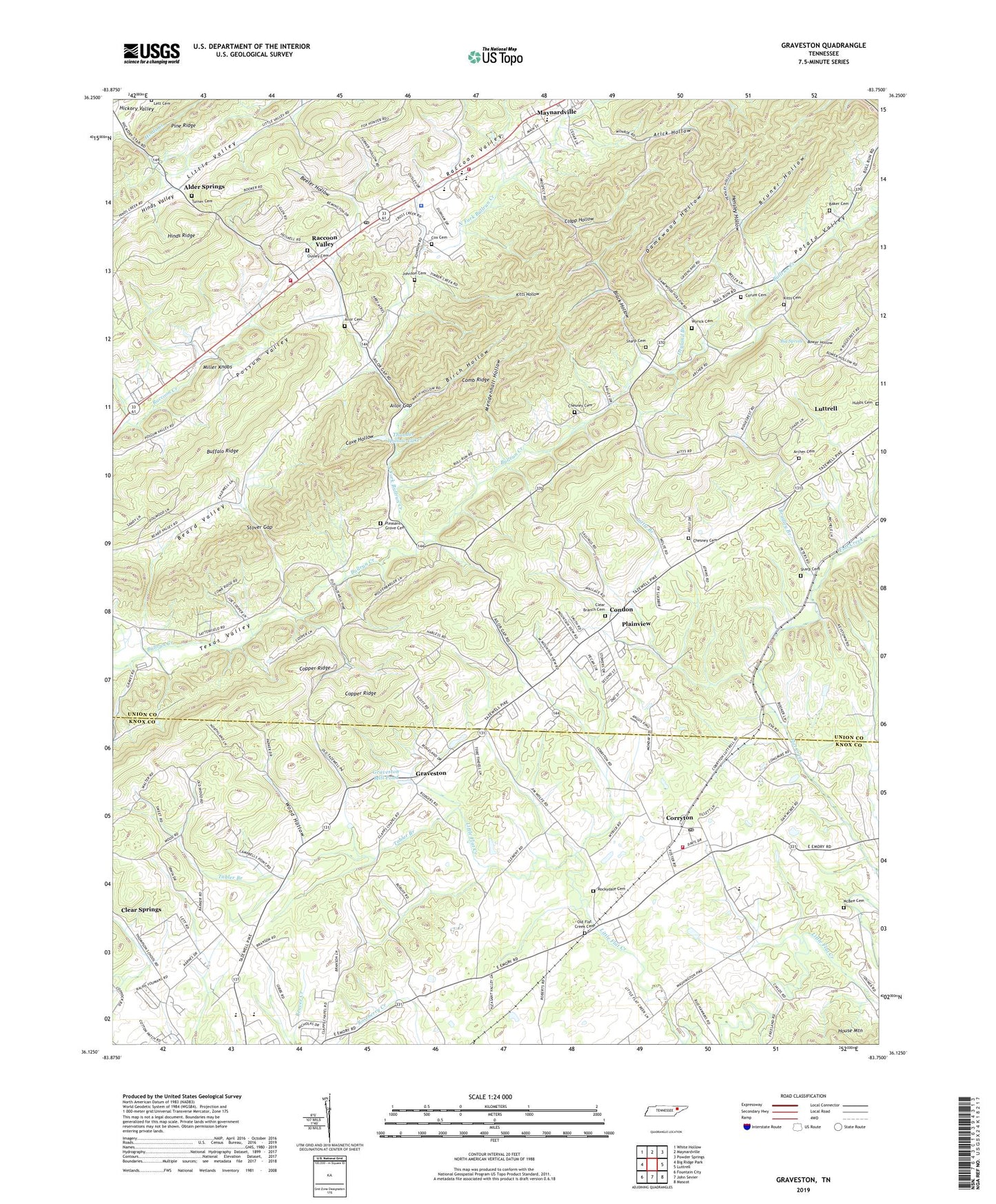 Graveston Tennessee US Topo Map Image