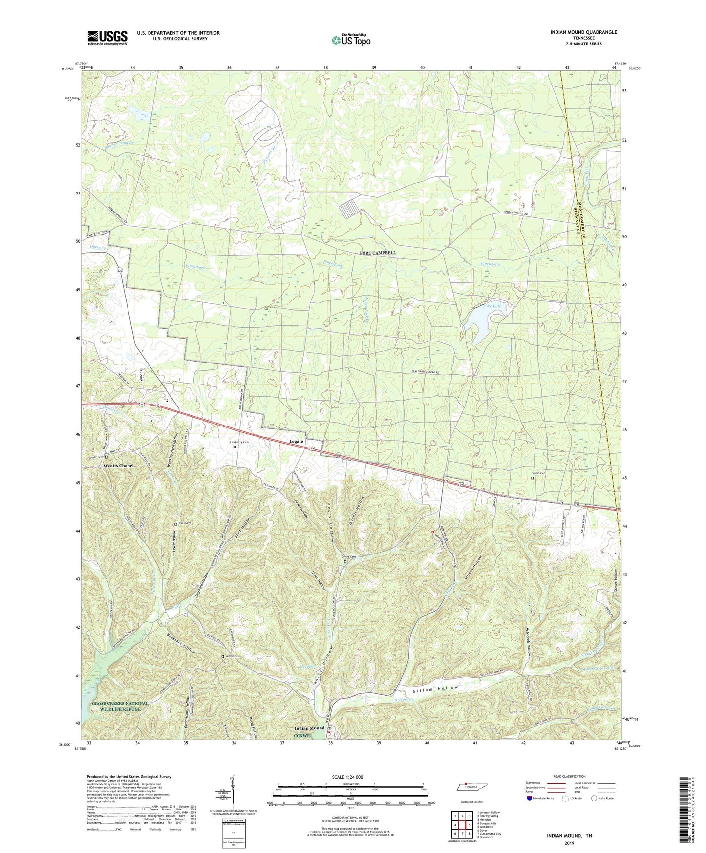 Indian Mound Tennessee US Topo Map Image