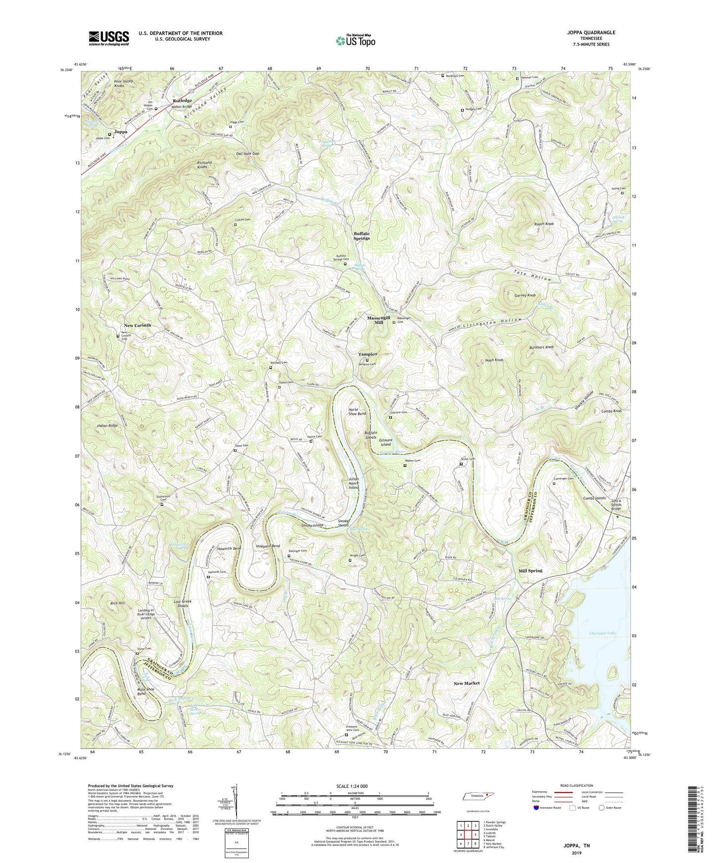 Joppa Tennessee US Topo Map Image