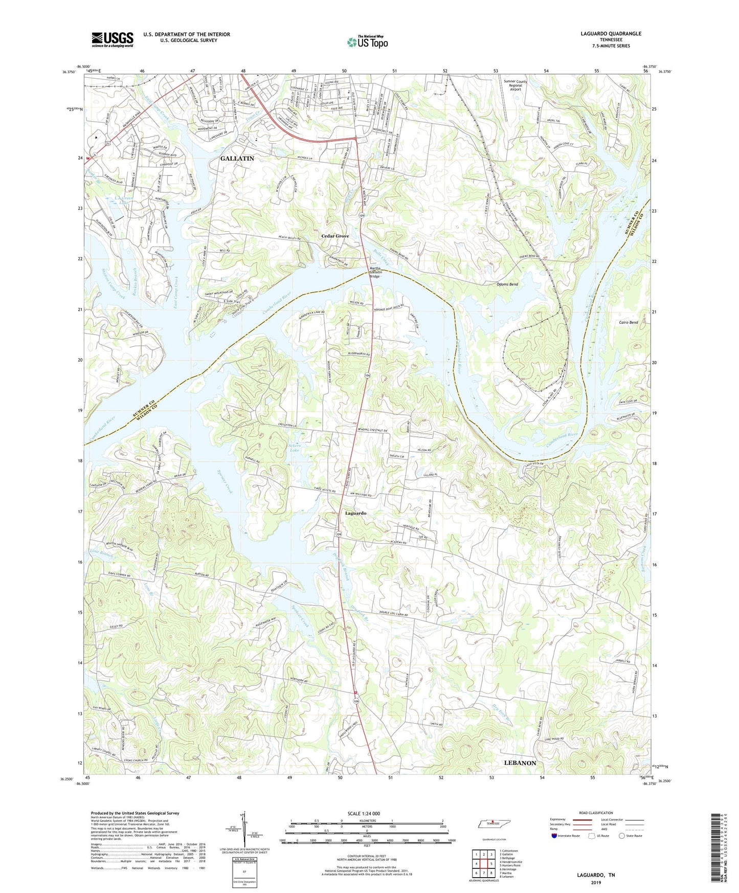 Laguardo Tennessee US Topo Map Image