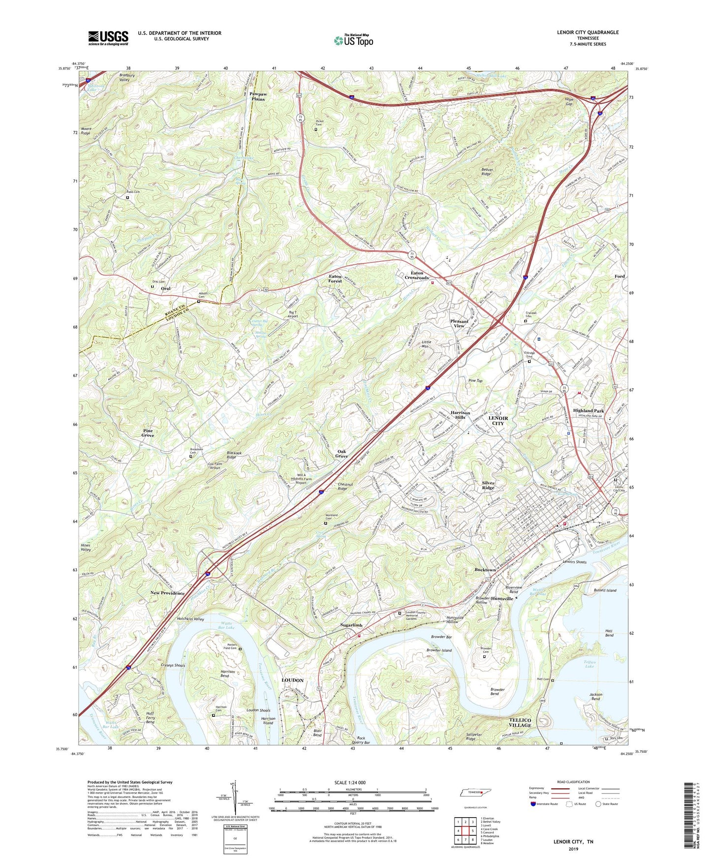 Lenoir City Tennessee US Topo Map Image