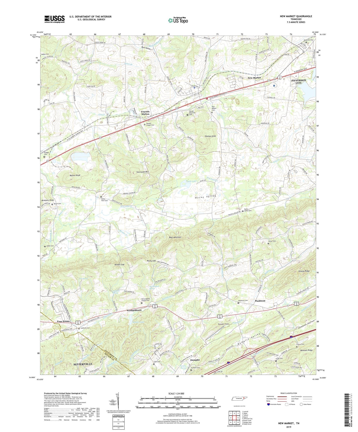 New Market Tennessee US Topo Map Image