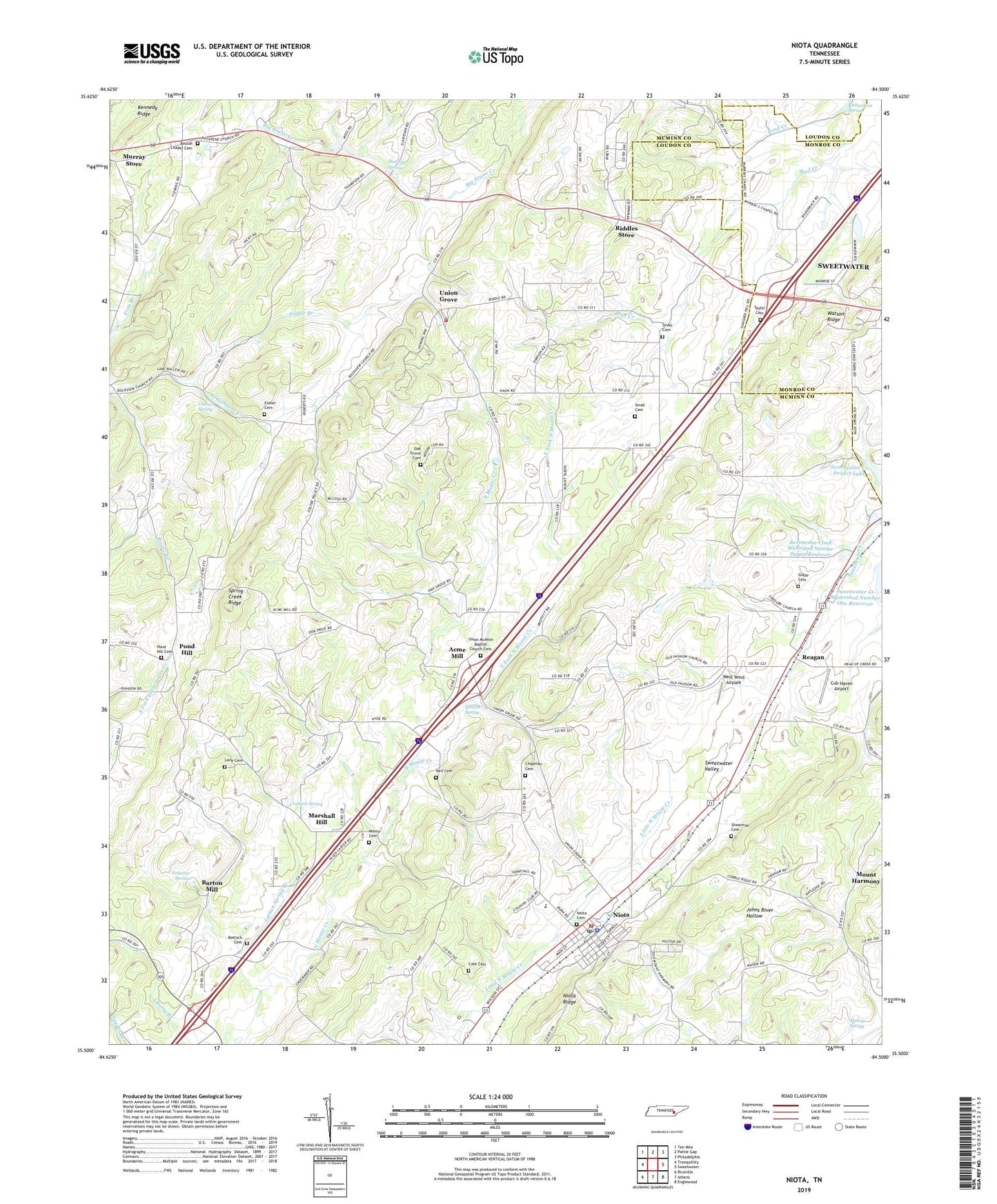 Niota Tennessee US Topo Map Image