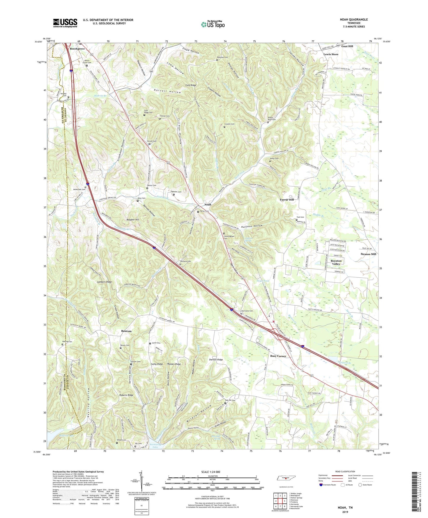 Noah Tennessee US Topo Map Image