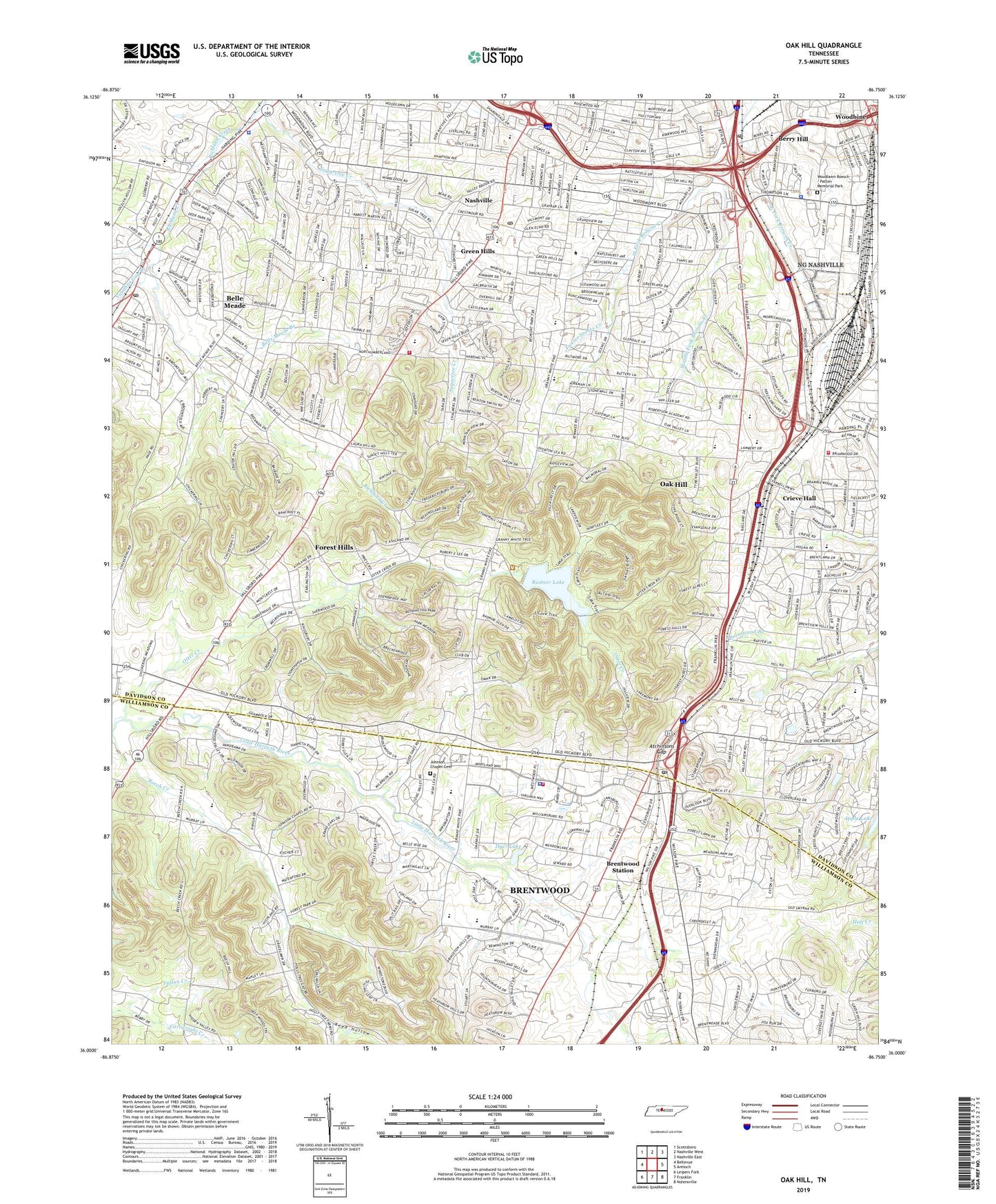Oak Hill Tennessee US Topo Map Image