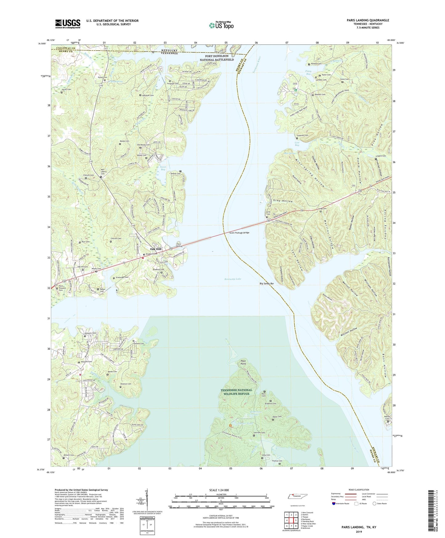 Paris Landing Tennessee US Topo Map Image