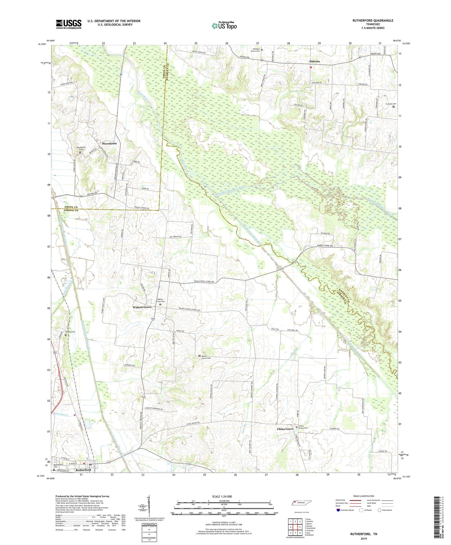 Rutherford Tennessee US Topo Map Image