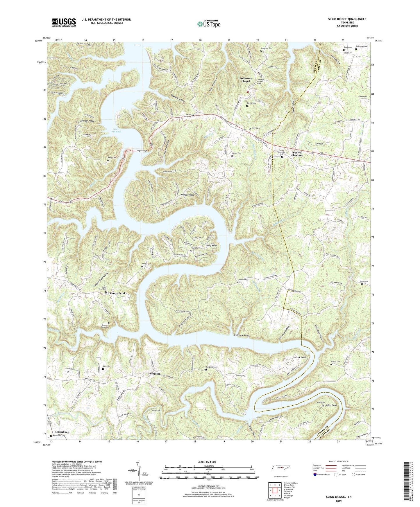 Sligo Bridge Tennessee US Topo Map Image