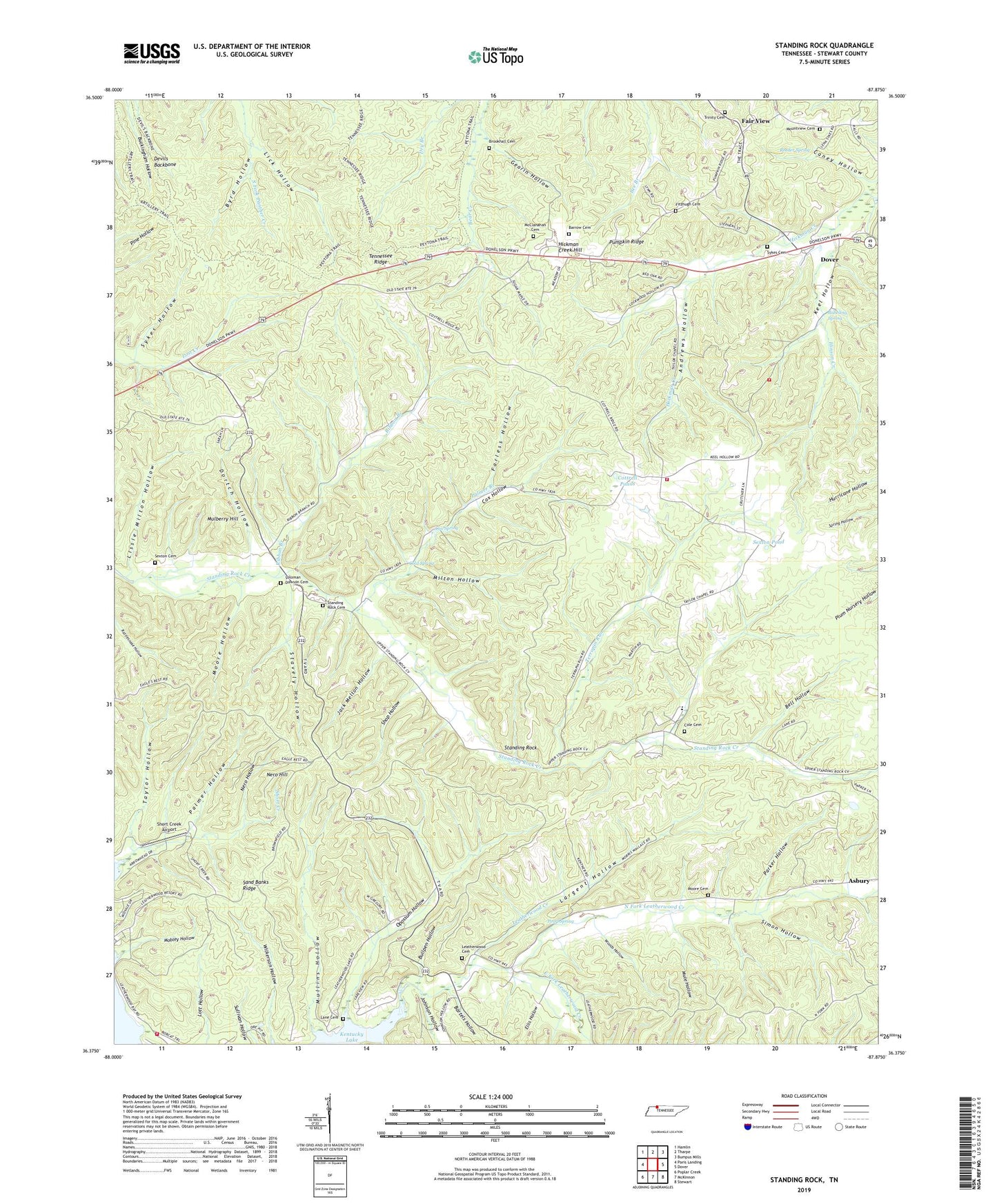 Standing Rock Tennessee US Topo Map Image