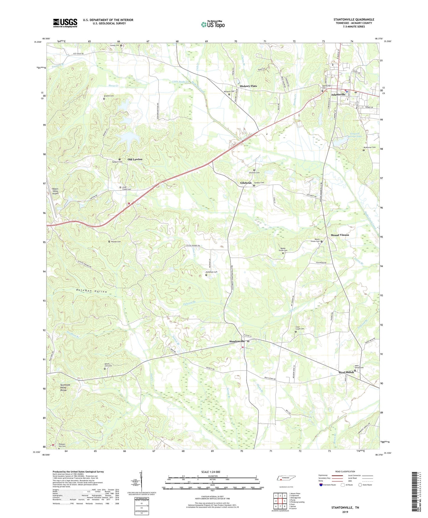Stantonville Tennessee US Topo Map Image