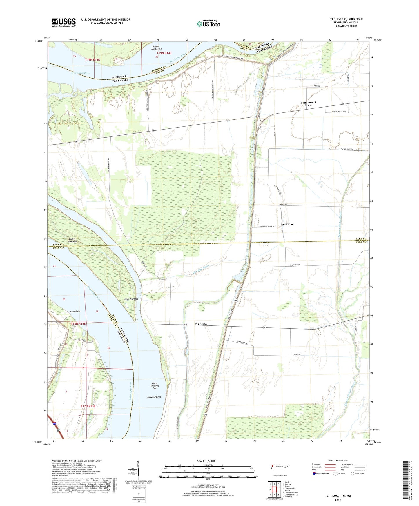 Tennemo Tennessee US Topo Map Image