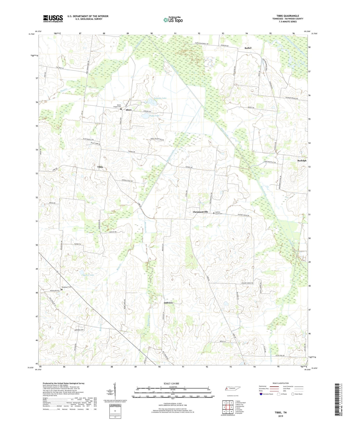 Tibbs Tennessee US Topo Map Image