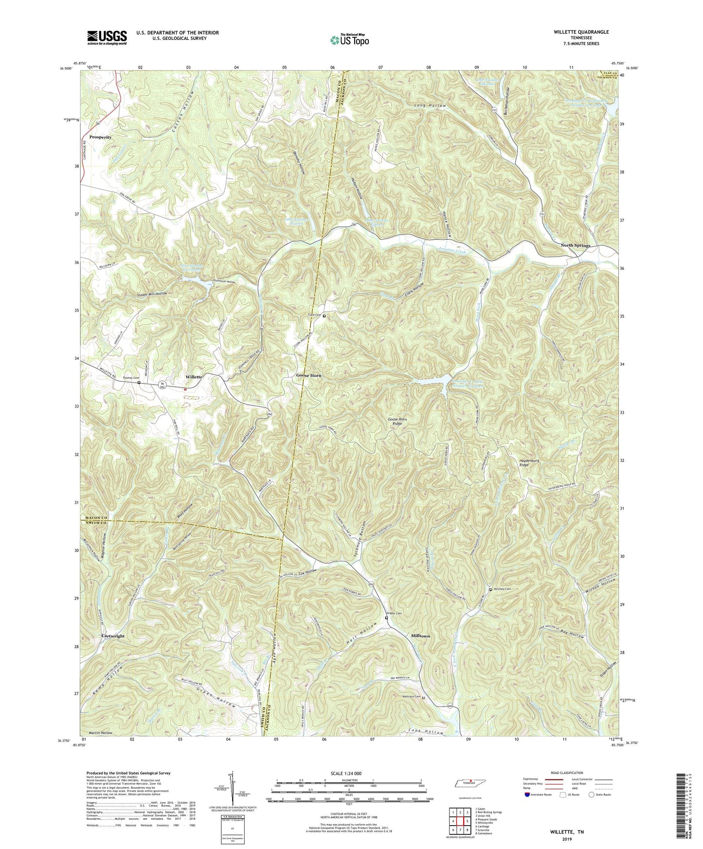 Willette Tennessee US Topo Map Image