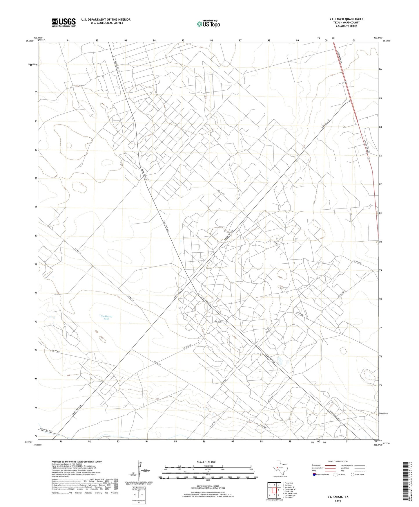 7 L Ranch Texas US Topo Map Image
