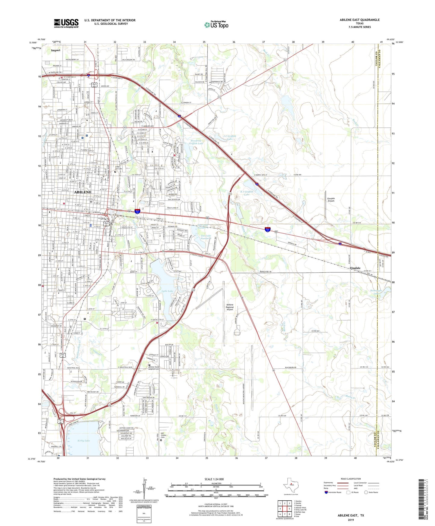 Abilene East Texas US Topo Map Image