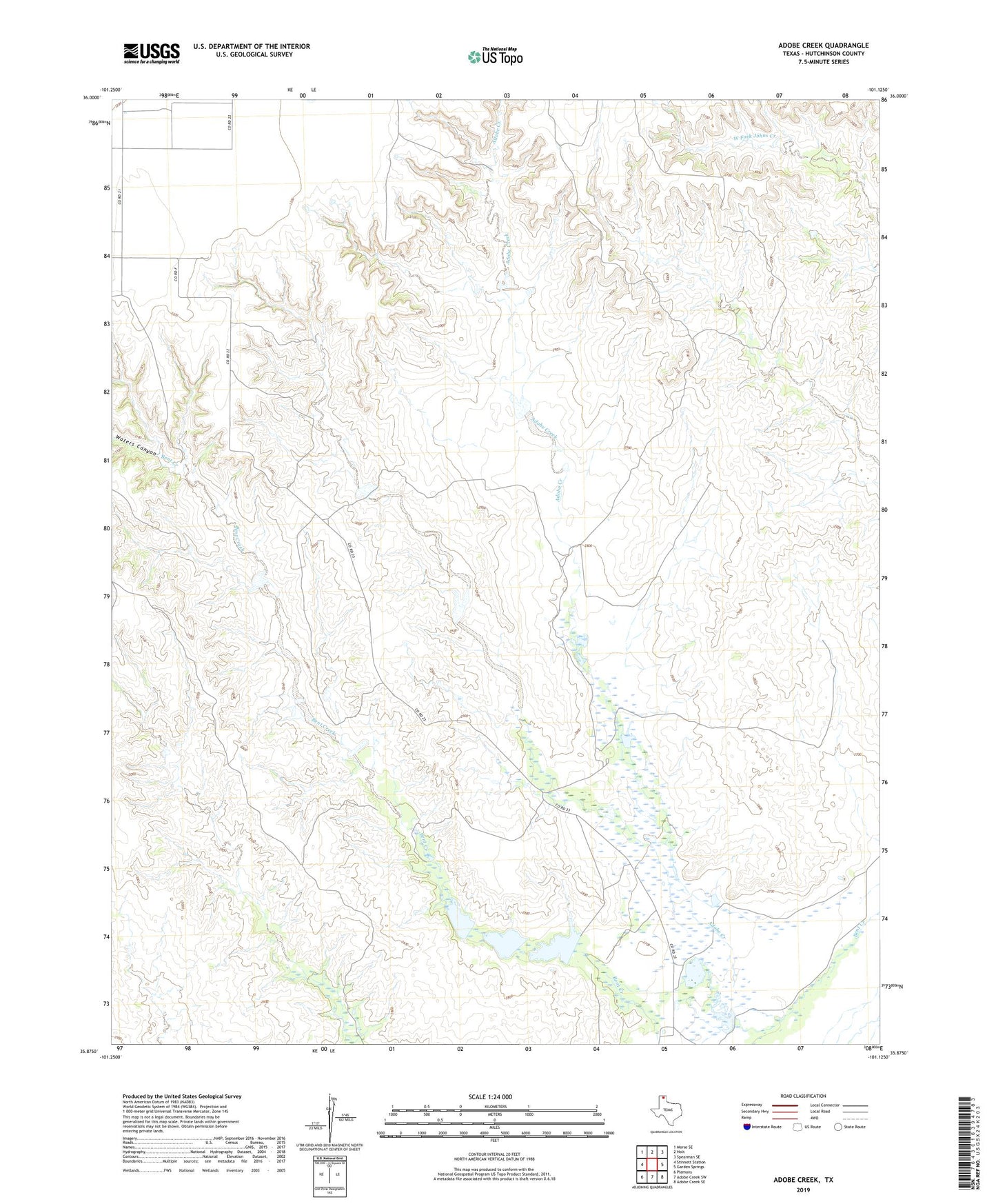 Adobe Creek Texas US Topo Map Image