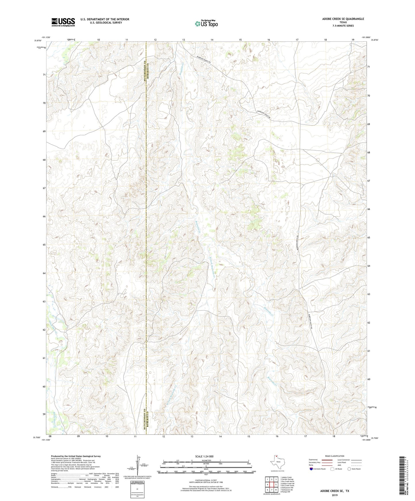 Adobe Creek SE Texas US Topo Map Image