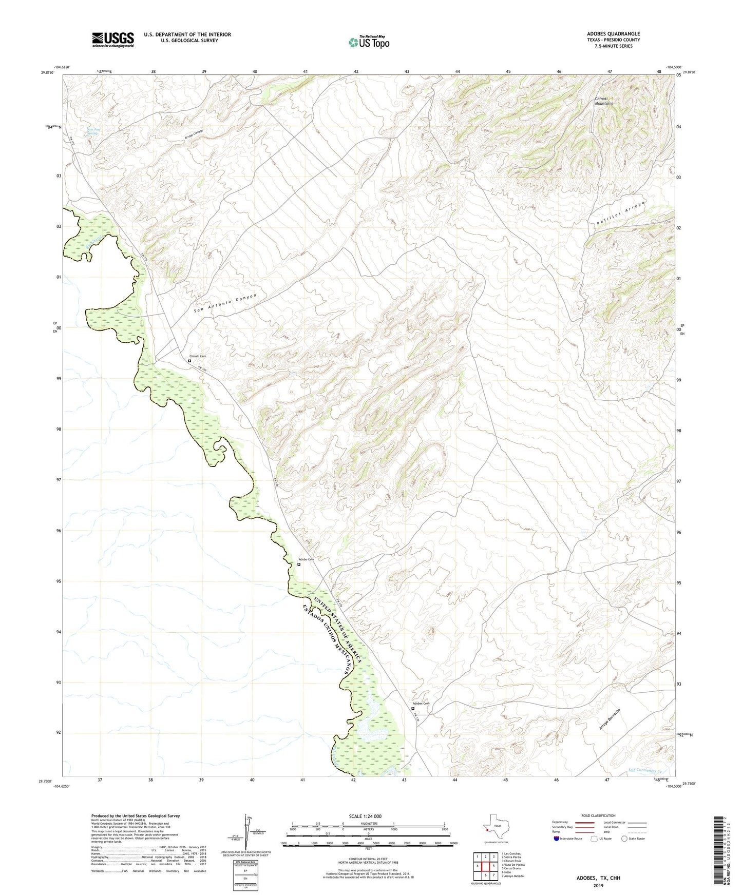 Adobes Texas US Topo Map Image