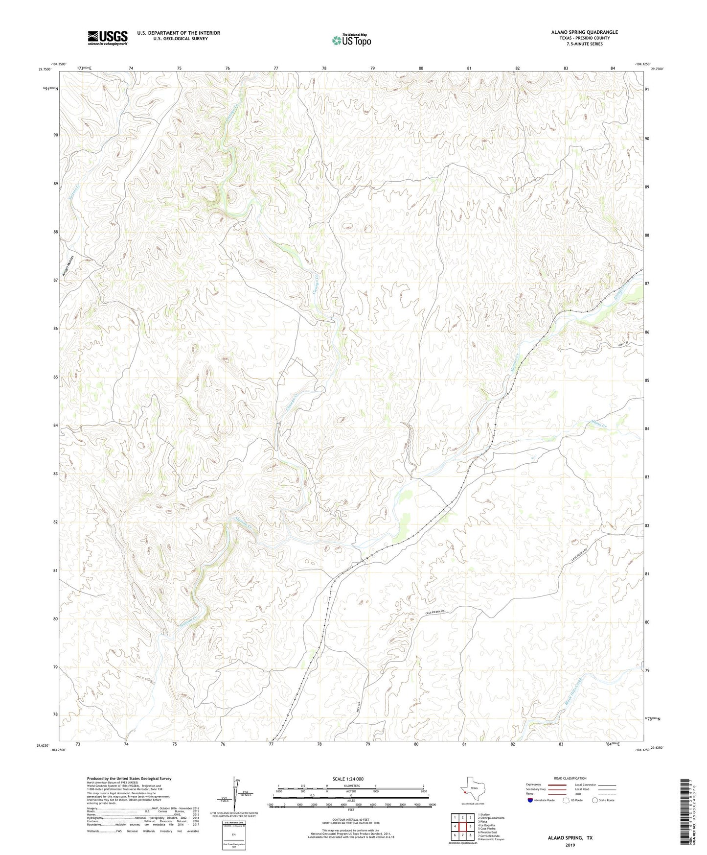 Alamo Spring Texas US Topo Map Image