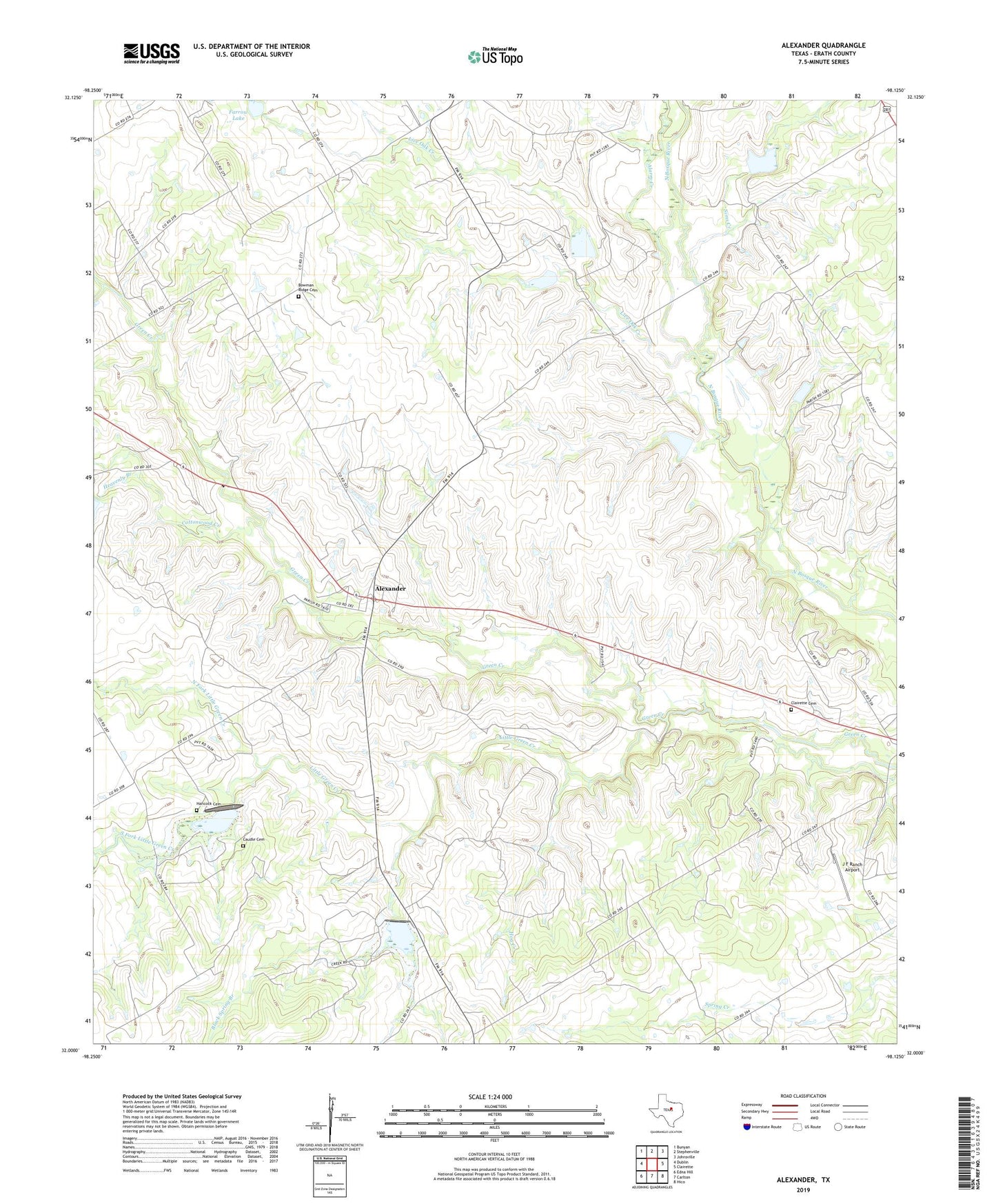 Alexander Texas US Topo Map Image