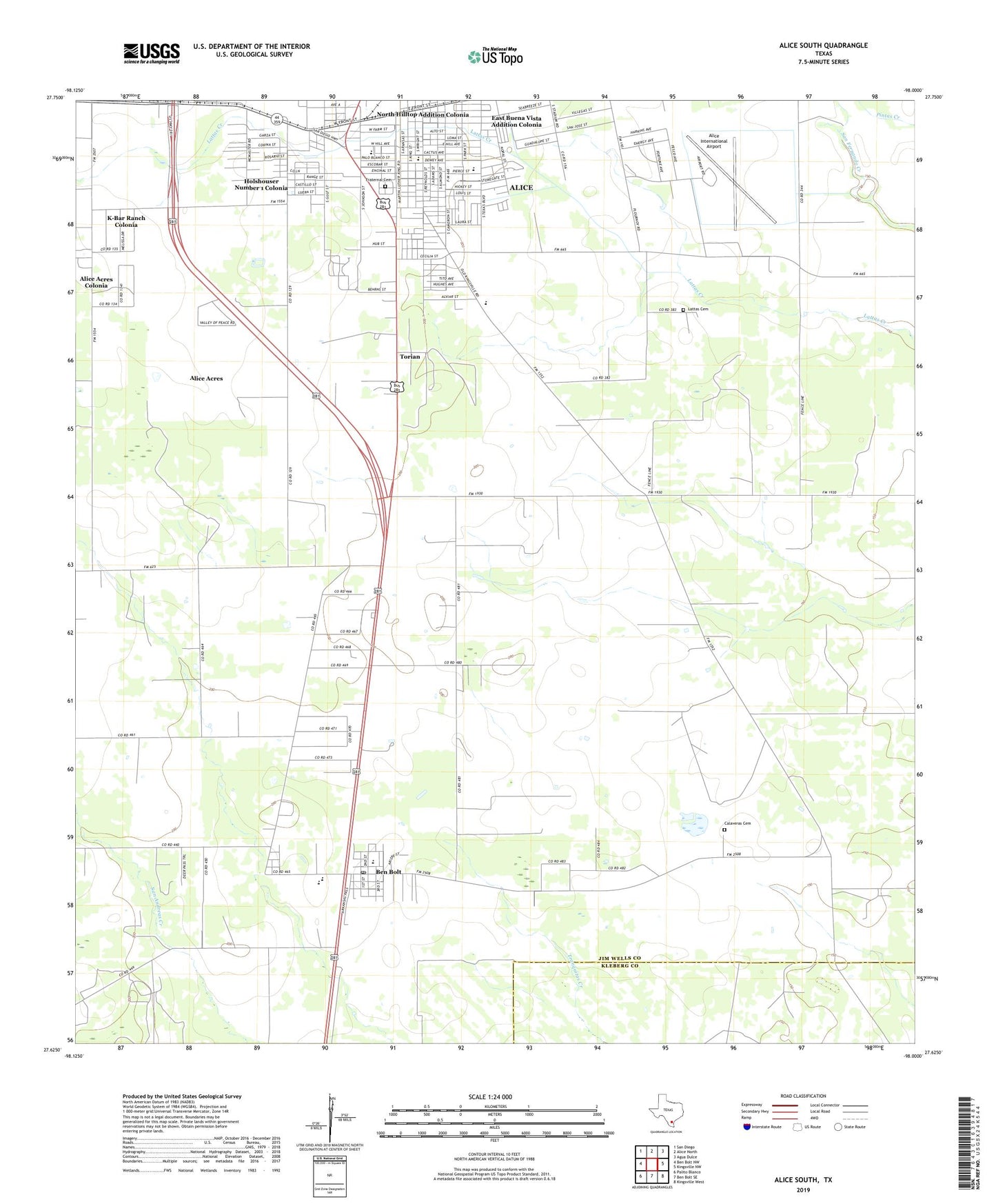 Alice South Texas US Topo Map Image