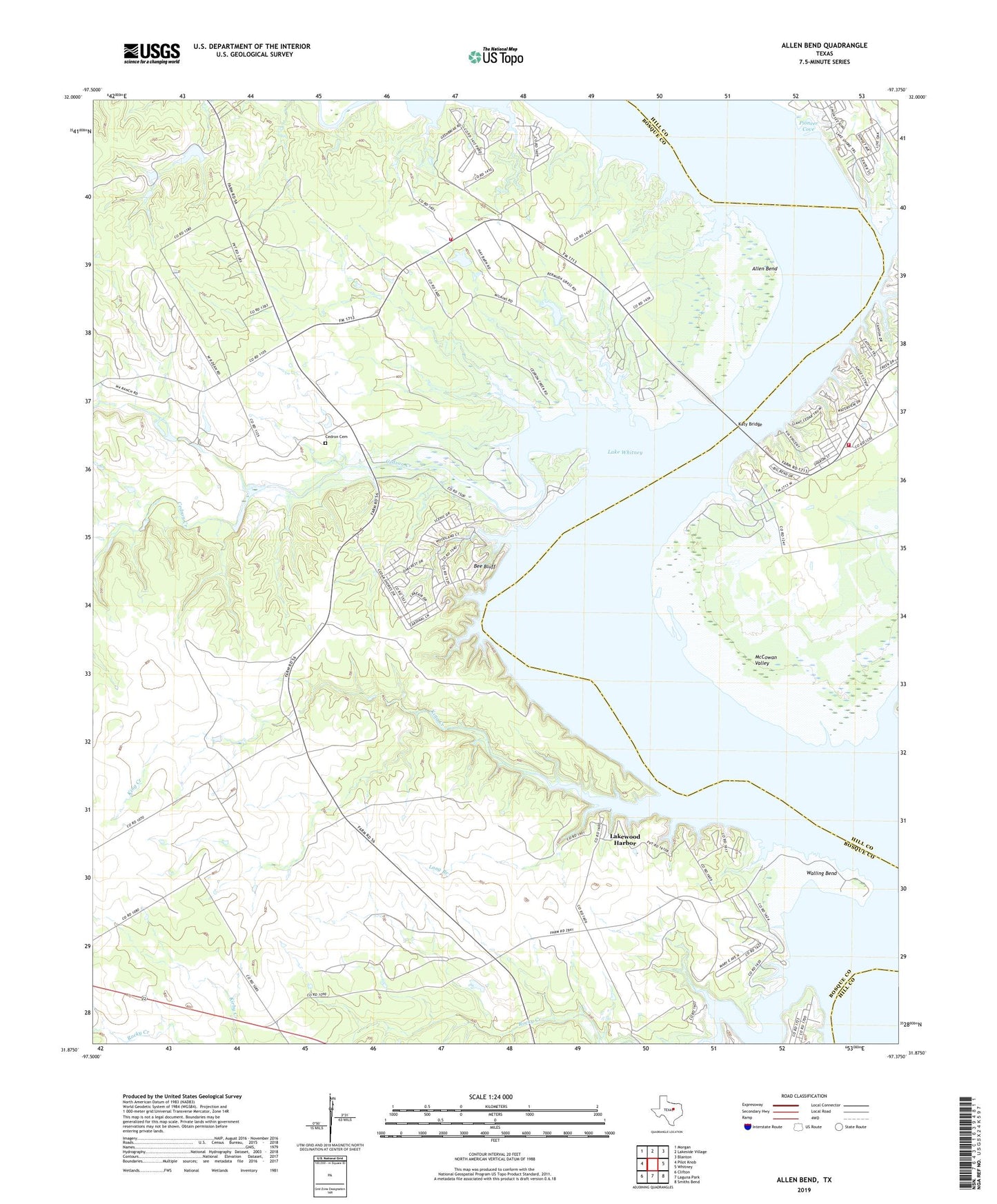 Allen Bend Texas US Topo Map Image