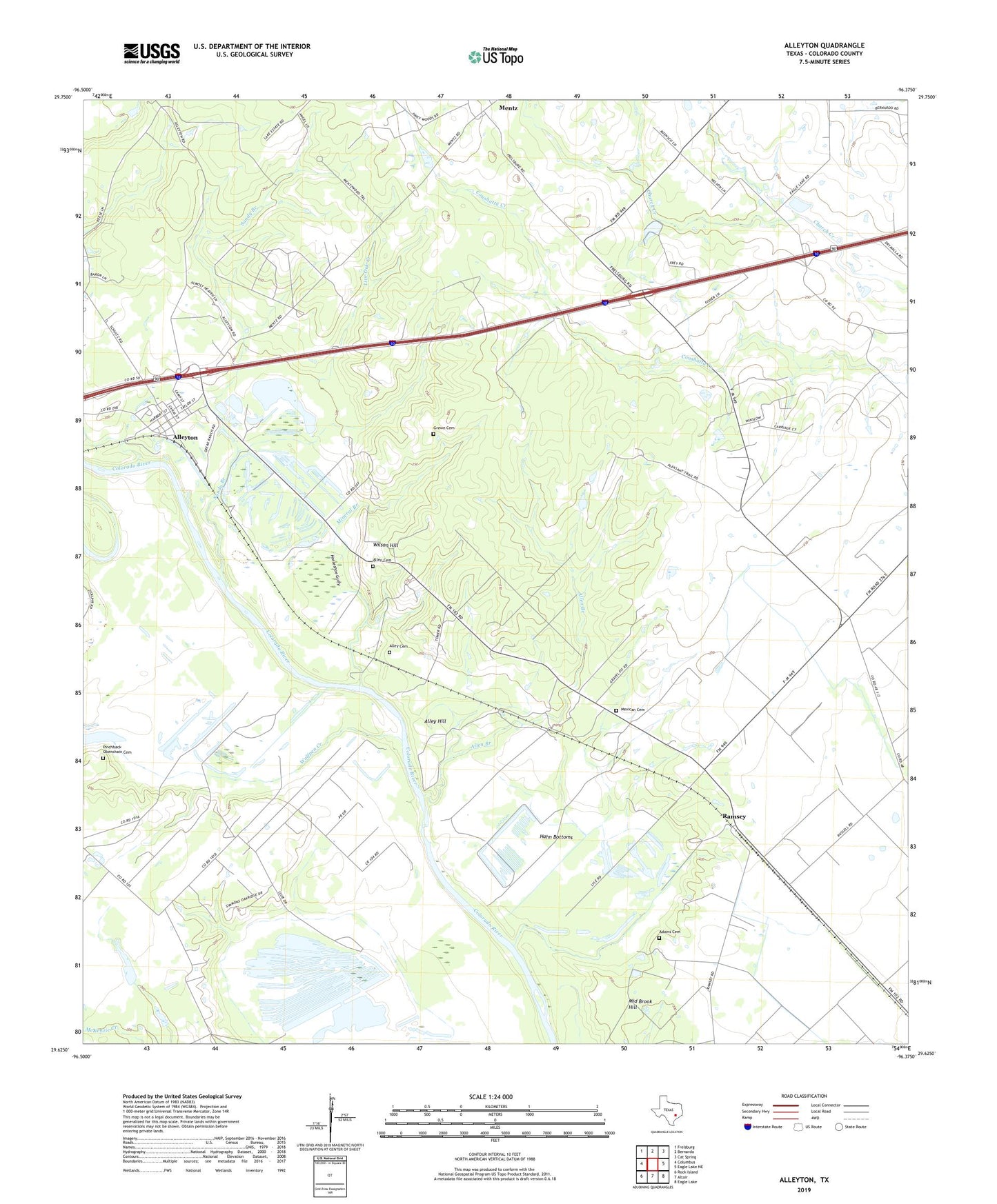 Alleyton Texas US Topo Map Image