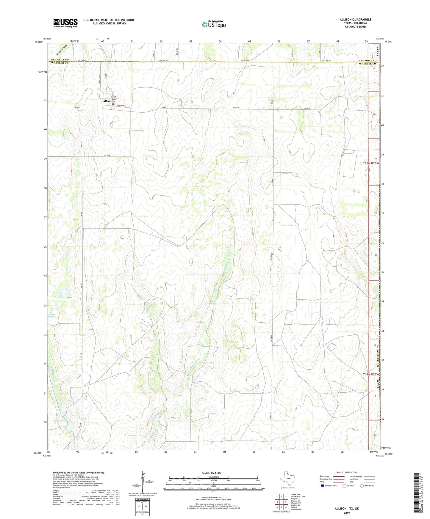 Allison Texas US Topo Map Image