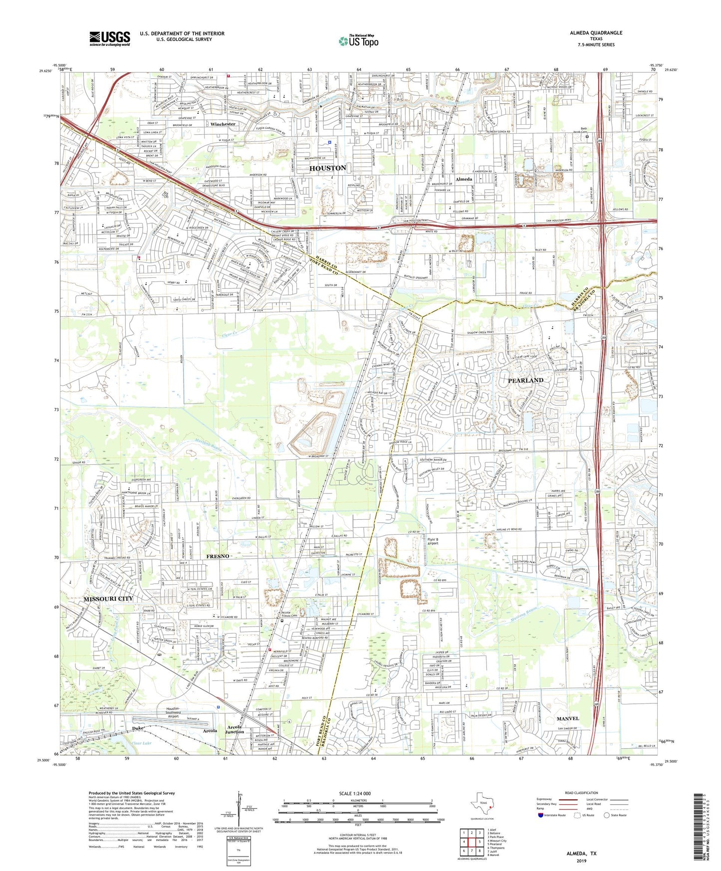 Almeda Texas US Topo Map Image