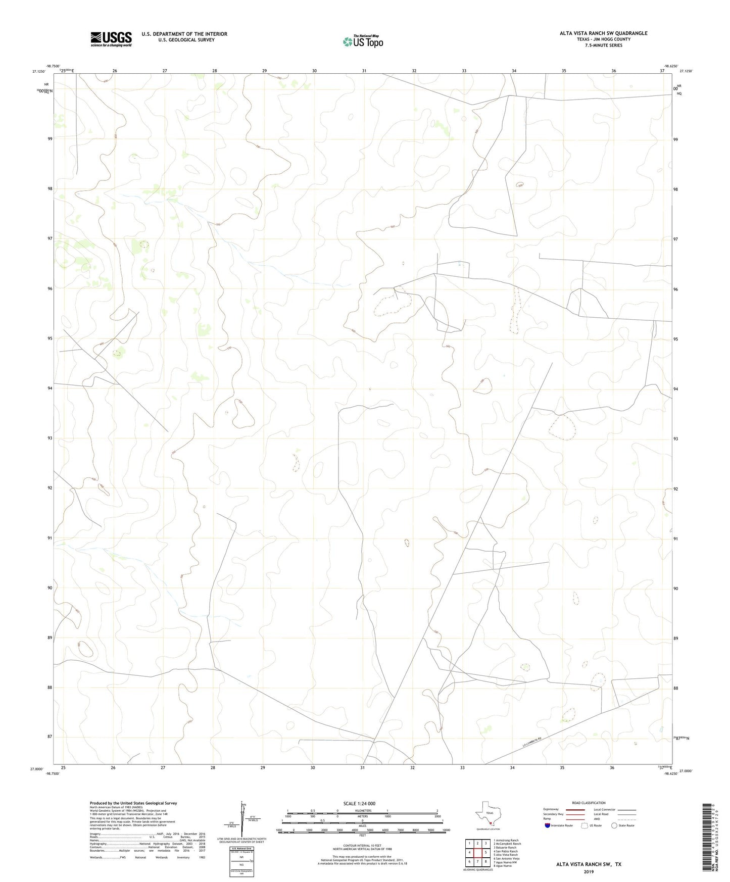 Alta Vista Ranch SW Texas US Topo Map Image