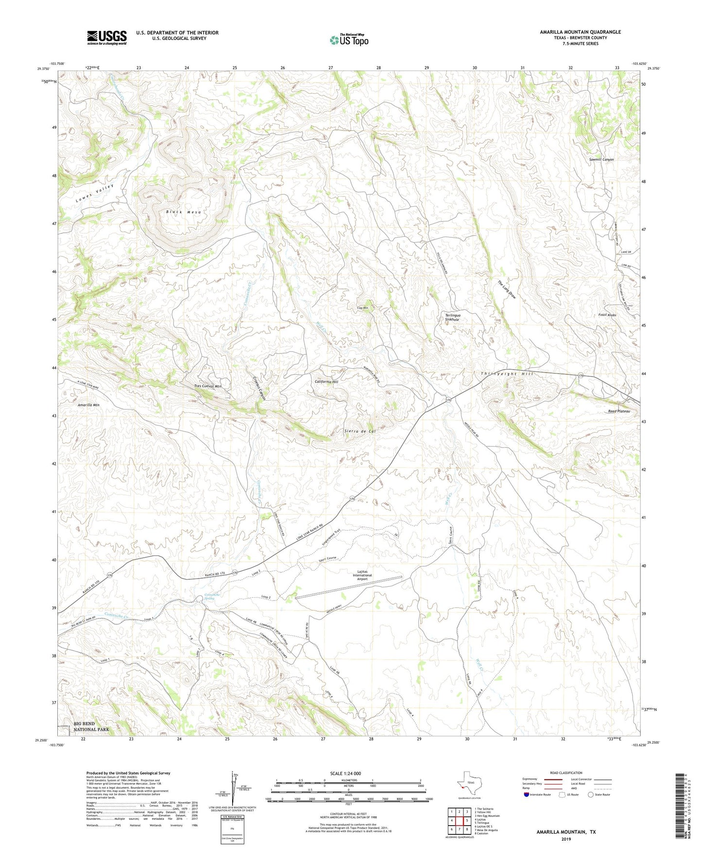 Amarilla Mountain Texas US Topo Map Image
