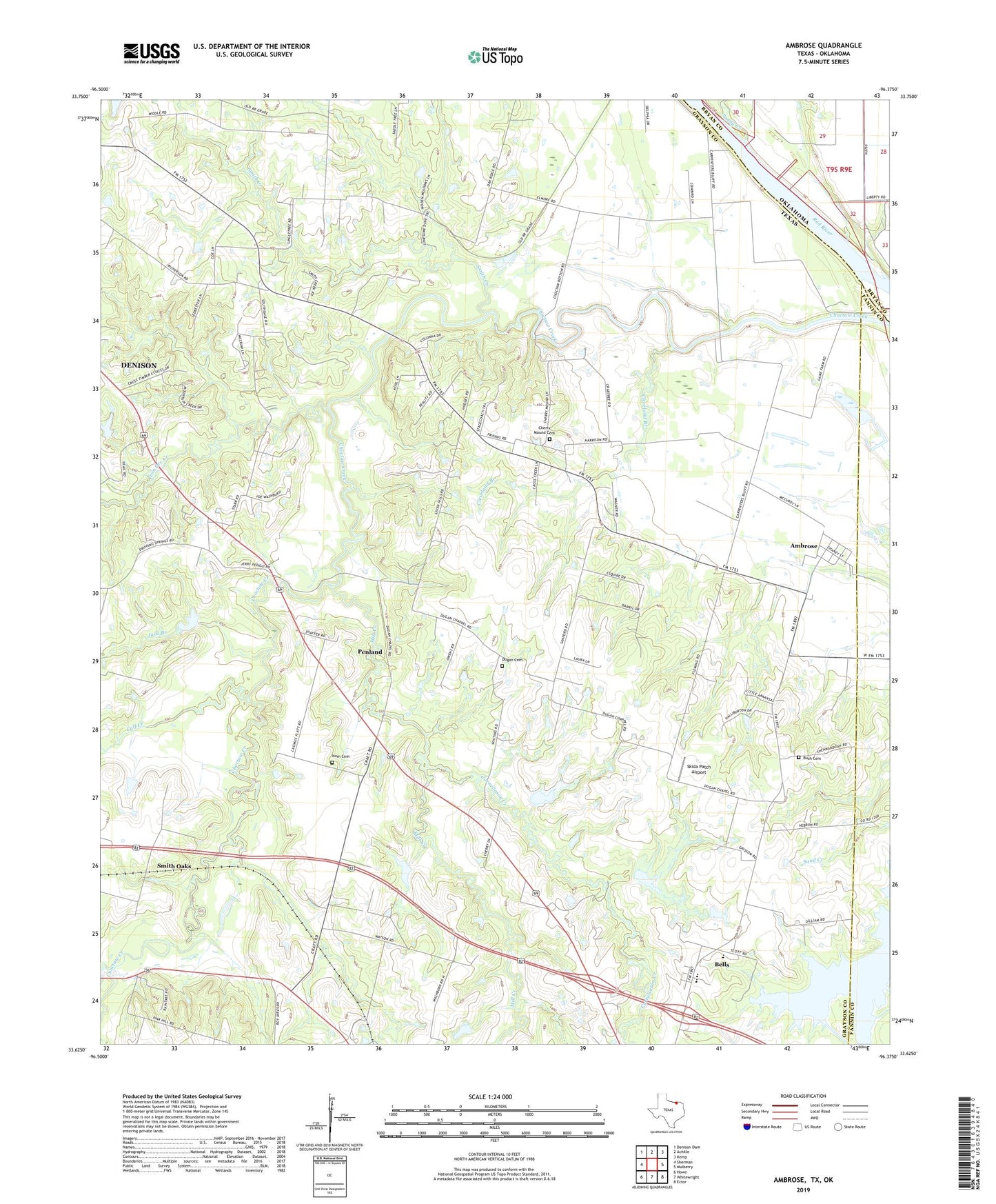 Ambrose Texas US Topo Map Image