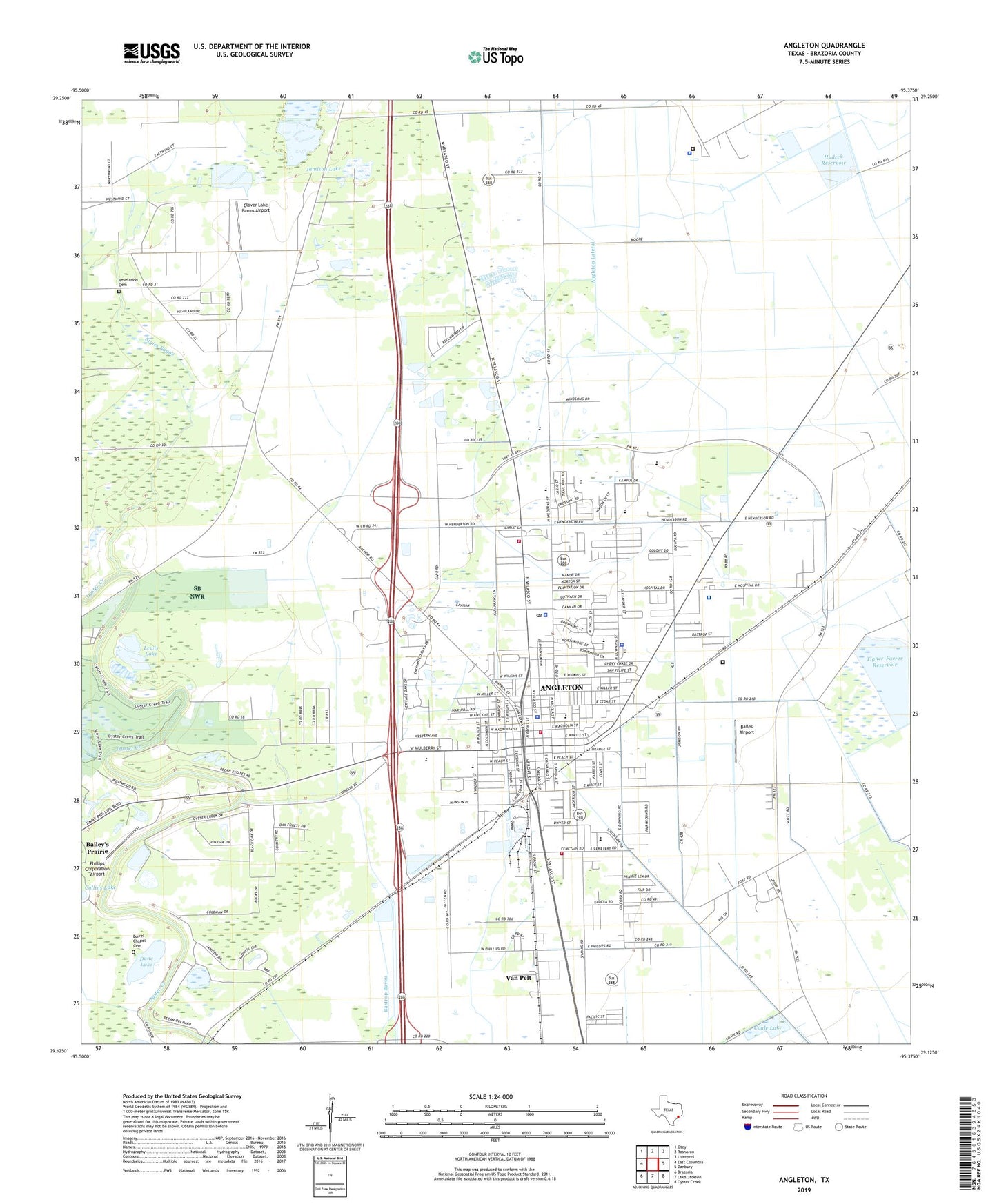 Angleton Texas US Topo Map Image