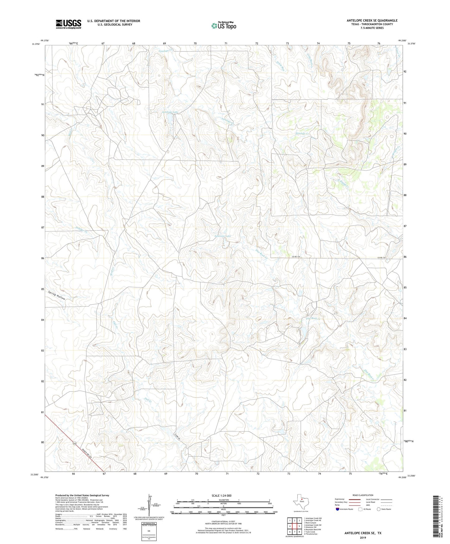 Antelope Creek SE Texas US Topo Map Image