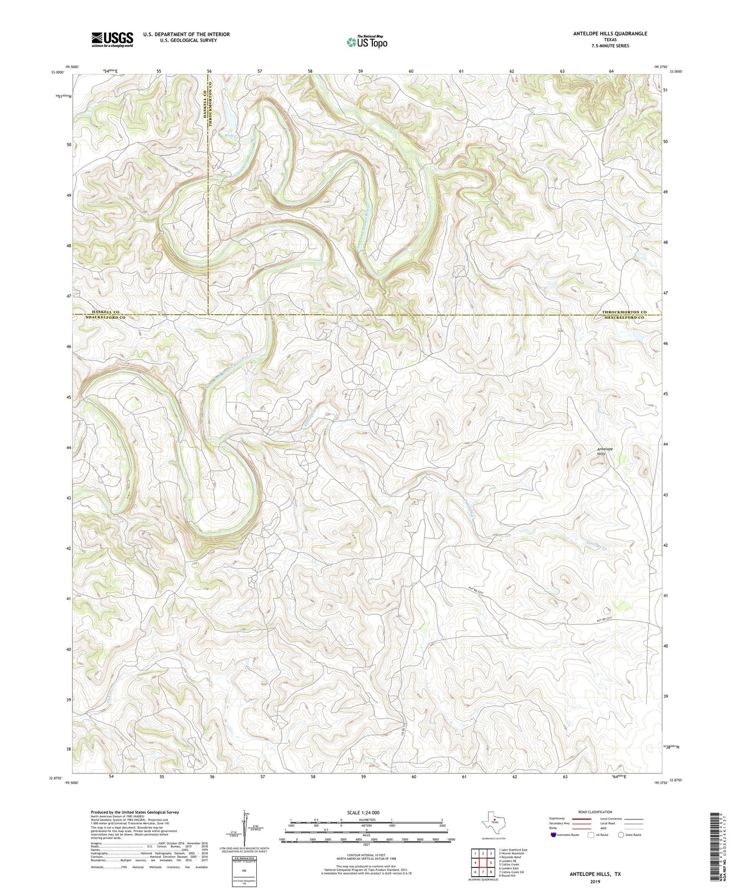 Antelope Hills Texas US Topo Map Image