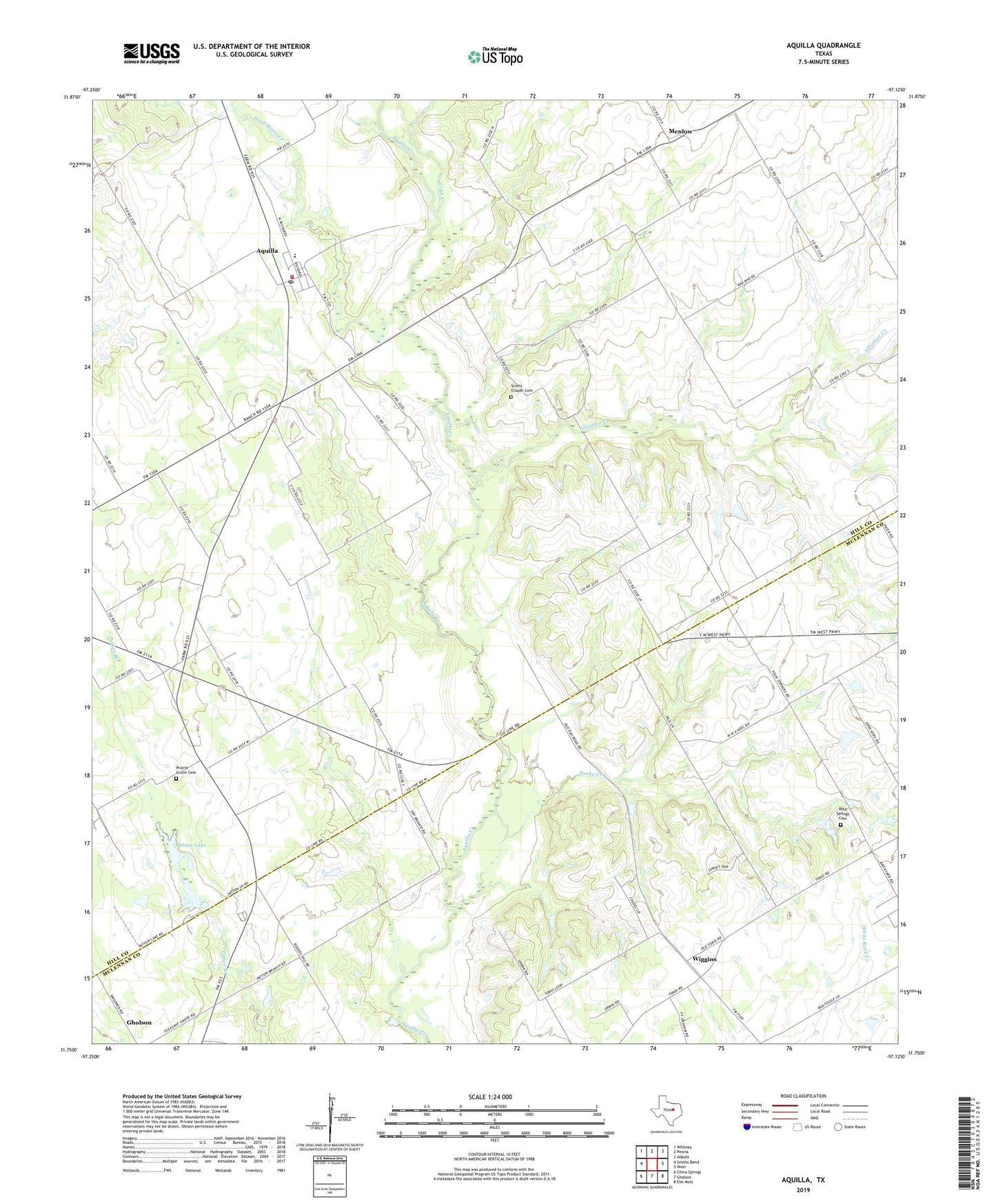 Aquilla Texas US Topo Map Image