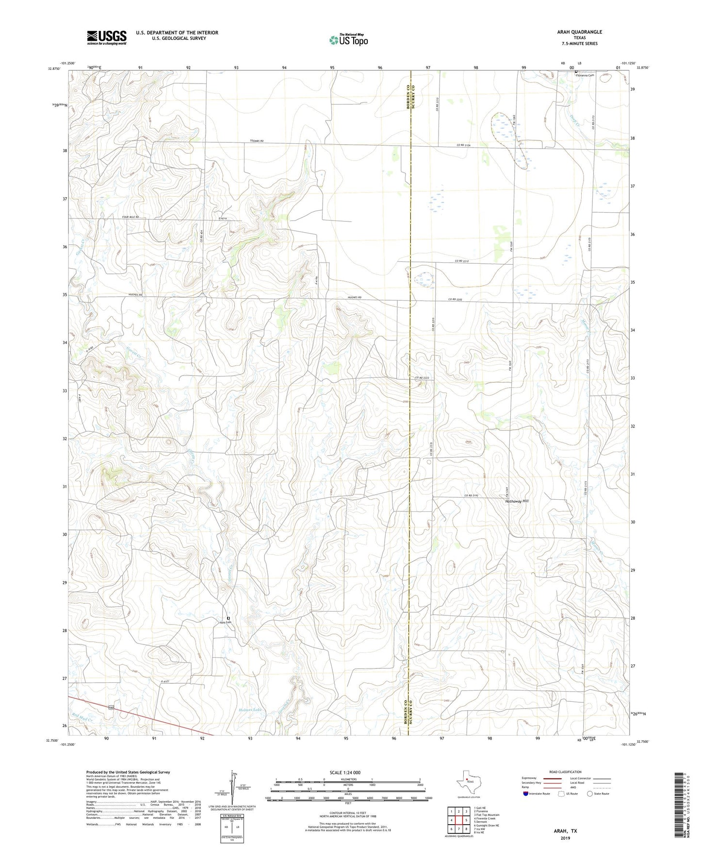 Arah Texas US Topo Map Image