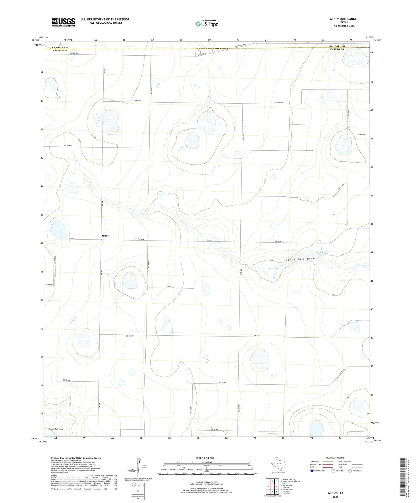 Arney Texas US Topo Map Image