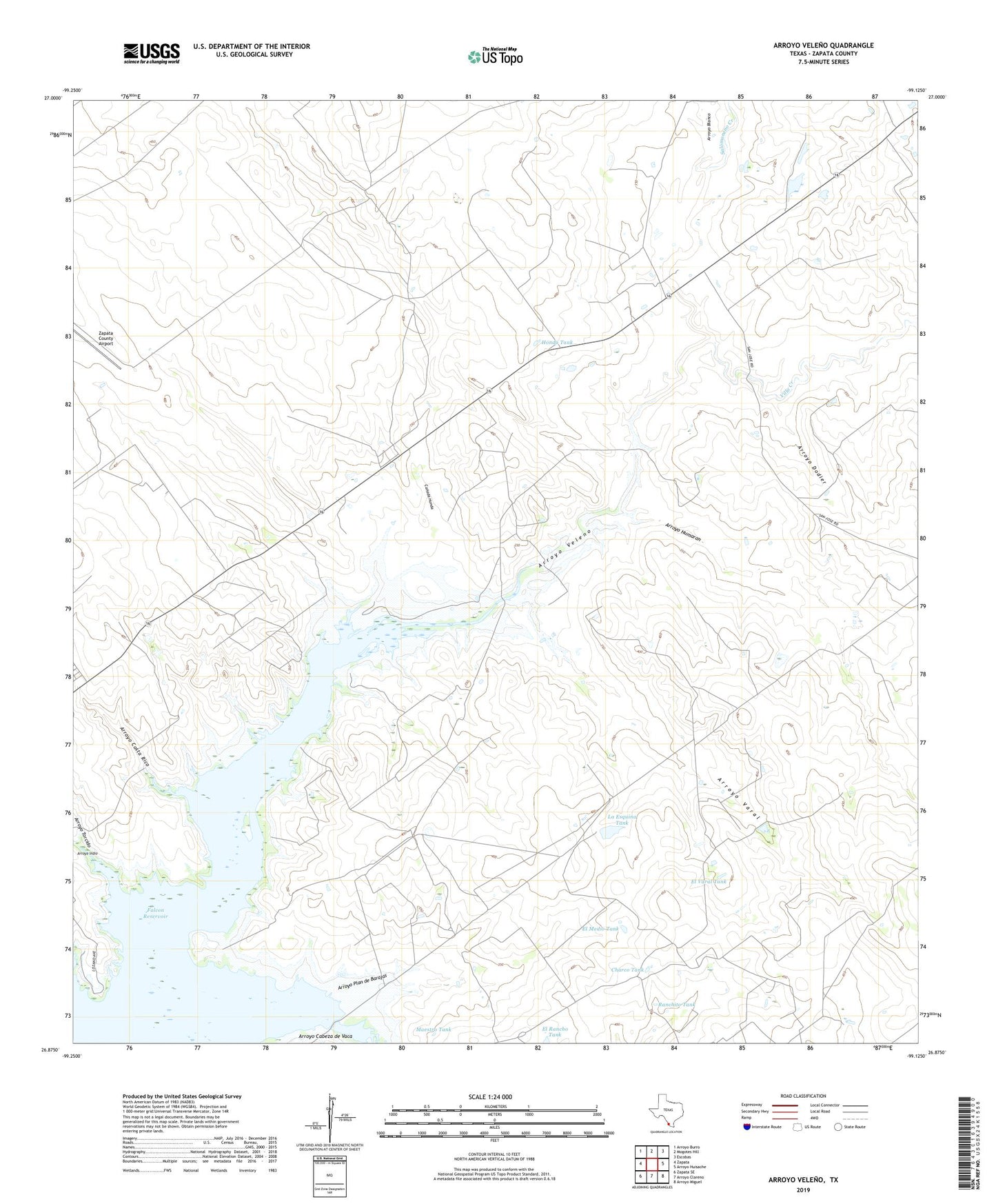 Arroyo Veleno Texas US Topo Map Image