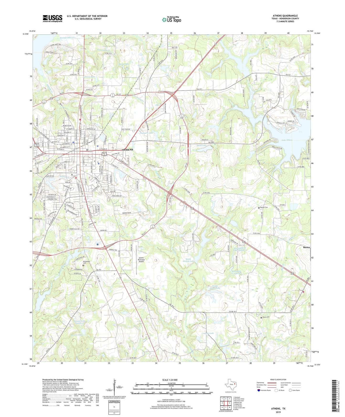 Athens Texas US Topo Map Image