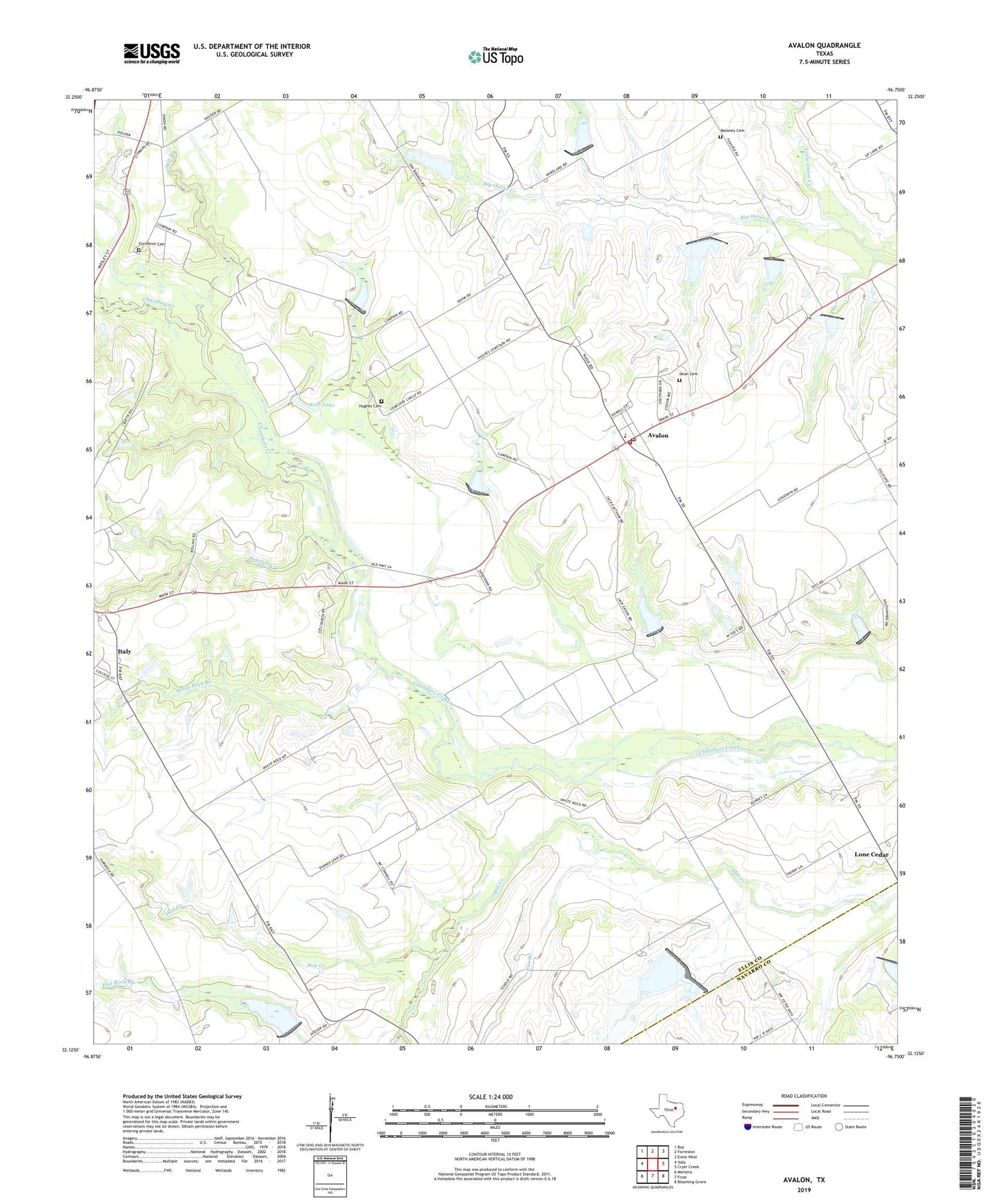 Avalon Texas US Topo Map Image