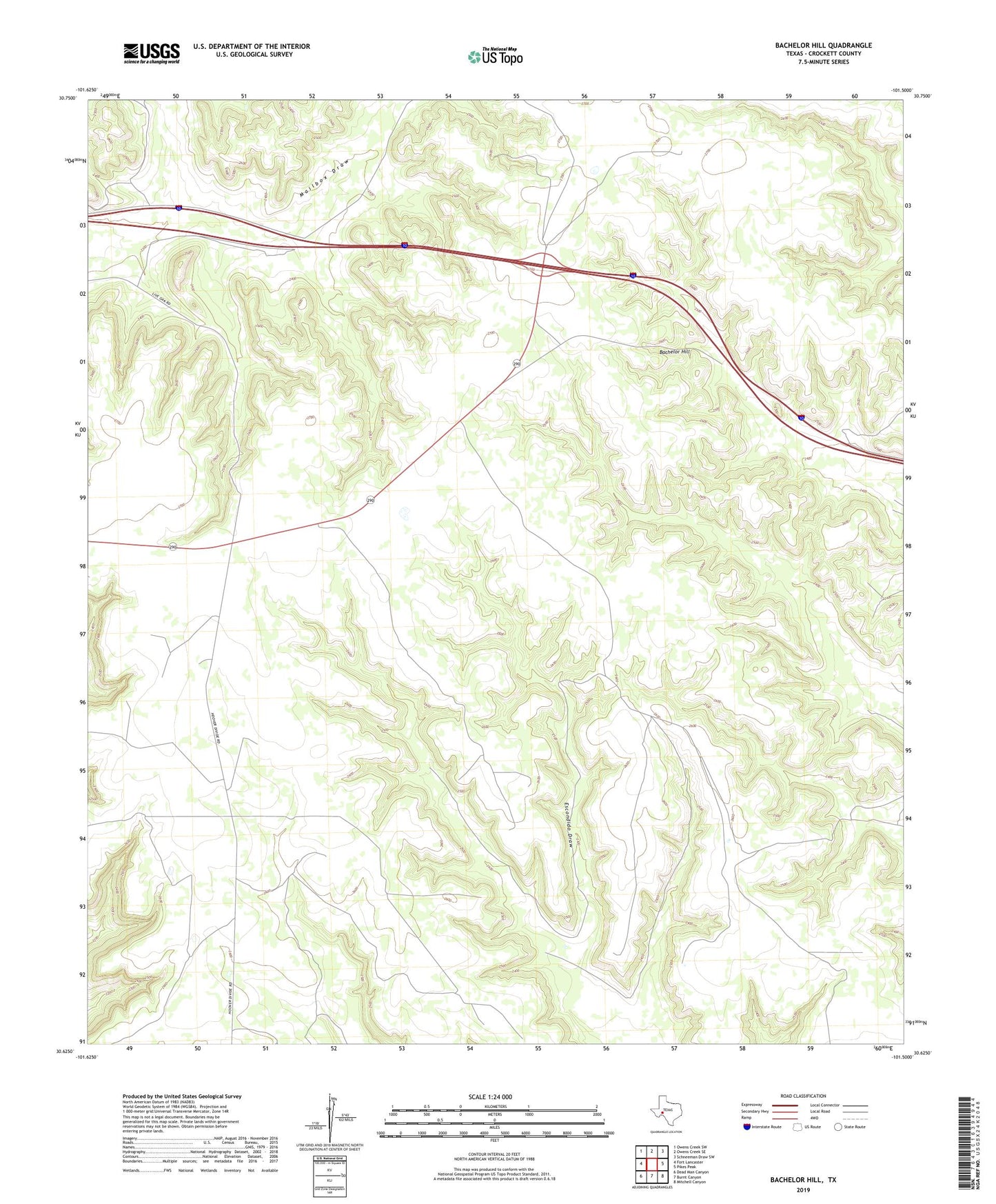 Bachelor Hill Texas US Topo Map Image