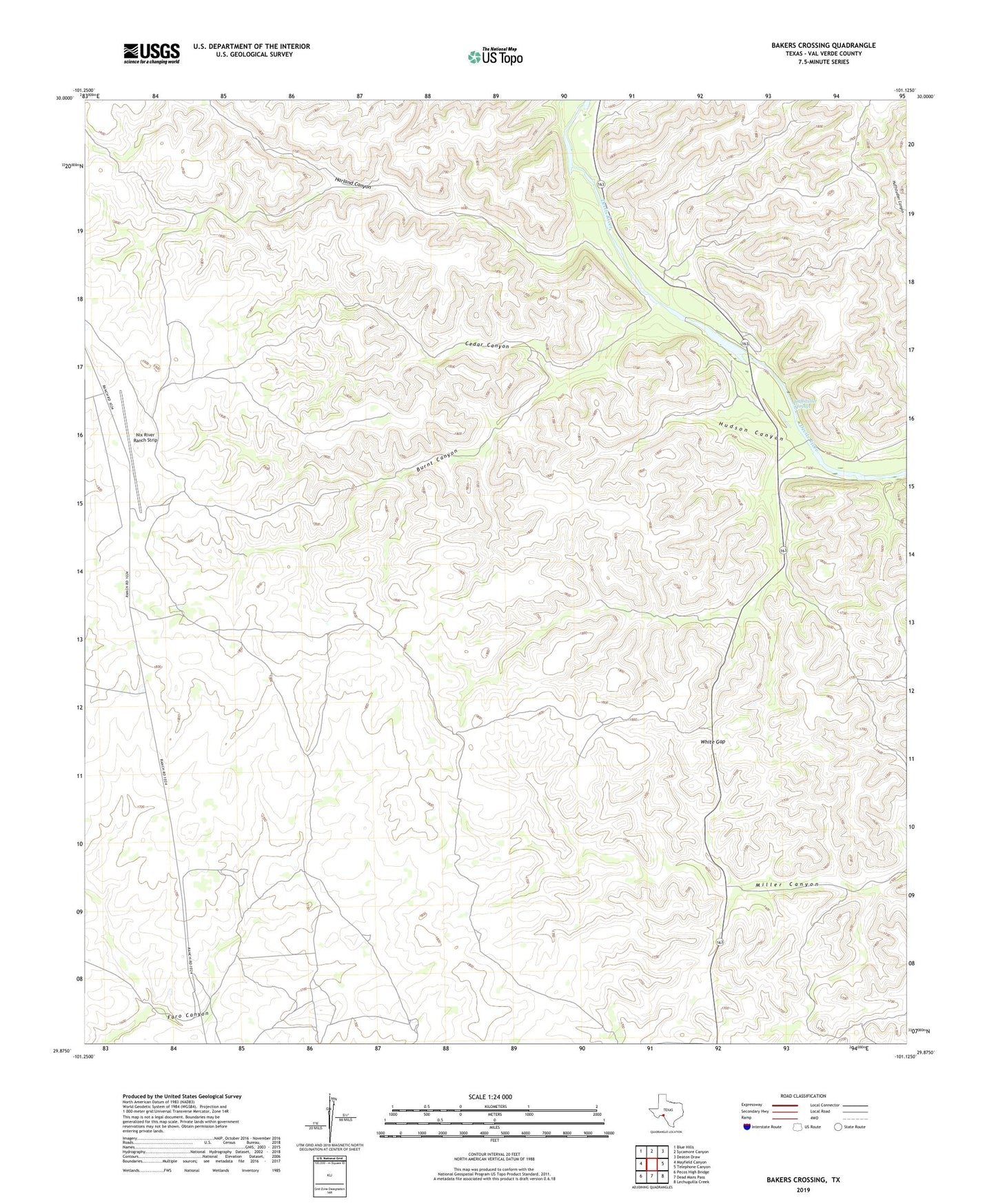 Bakers Crossing Texas US Topo Map Image