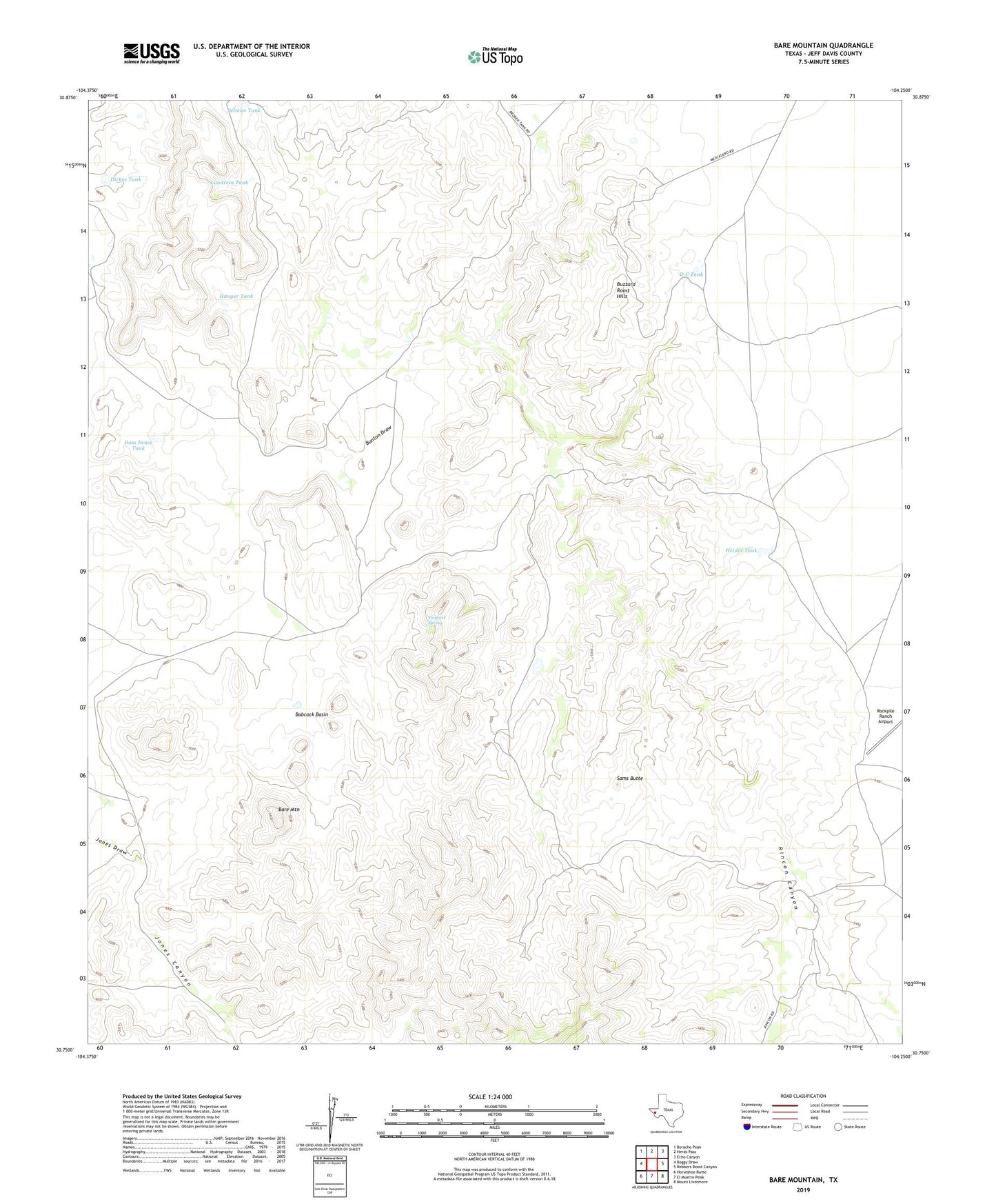 Bare Mountain Texas US Topo Map Image