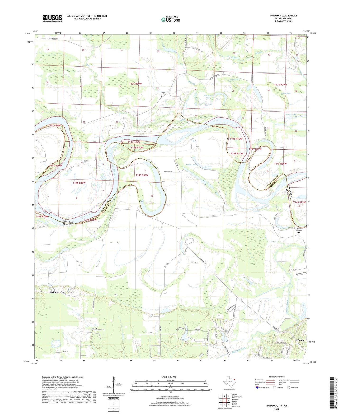 Barkman Texas US Topo Map Image
