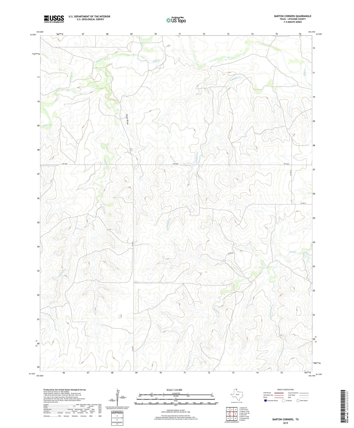 Barton Corners Texas US Topo Map Image