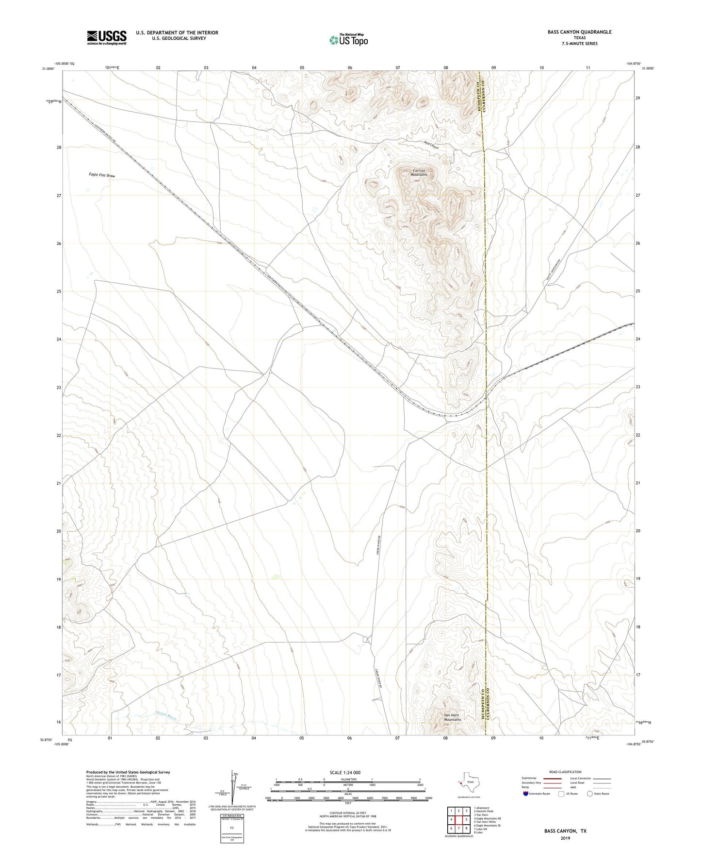 Bass Canyon Texas US Topo Map Image