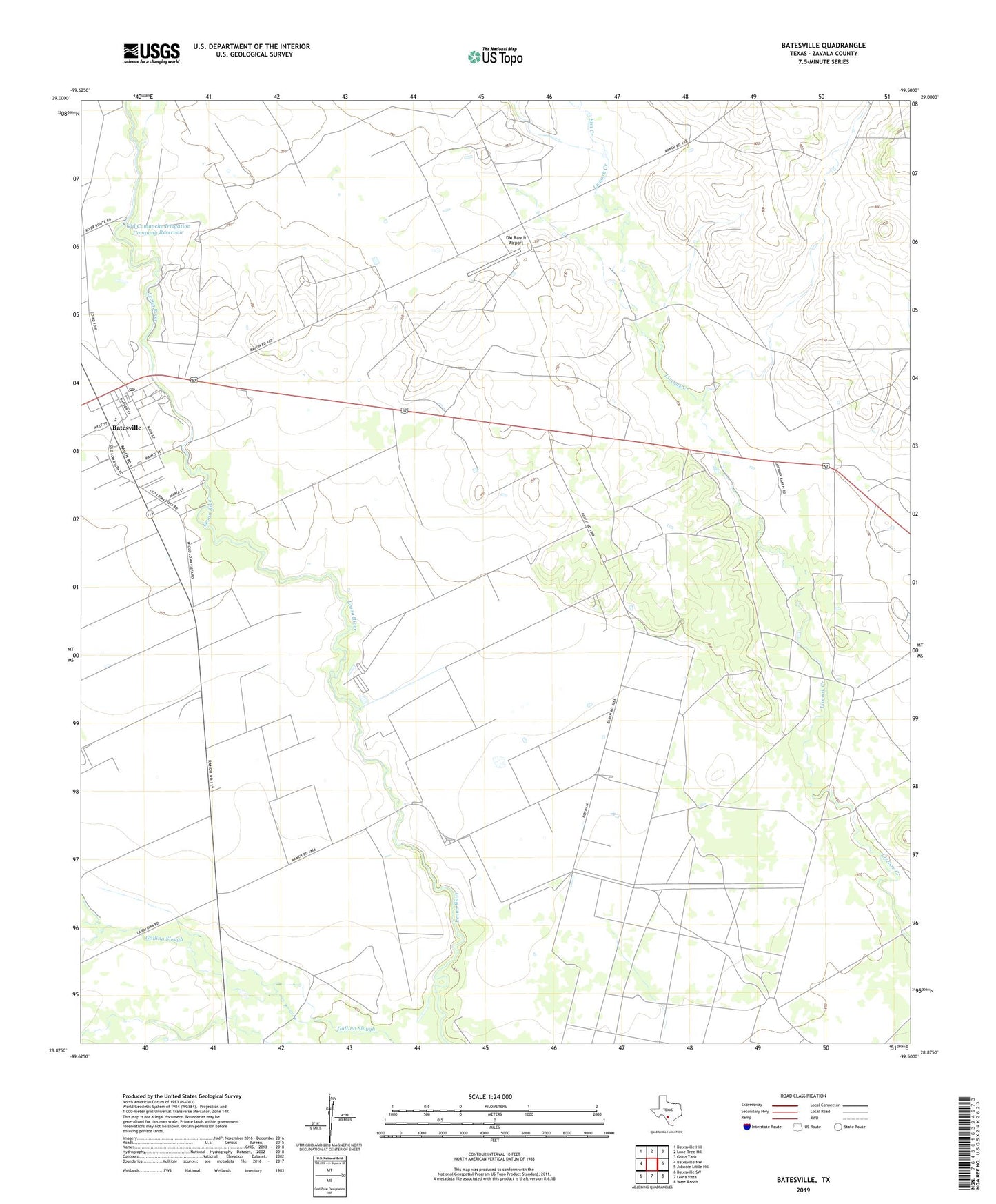 Batesville Texas US Topo Map Image
