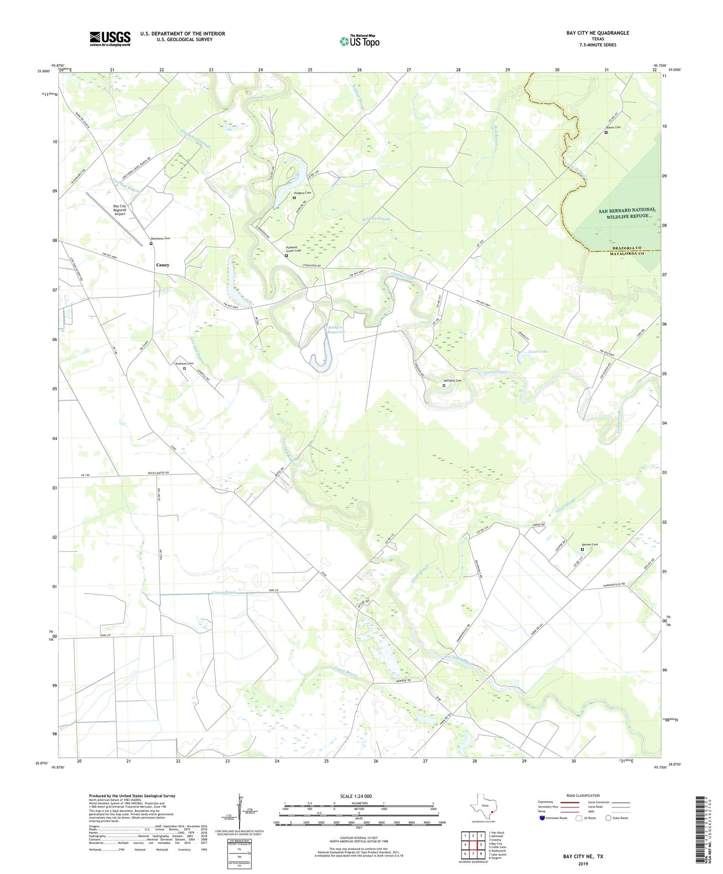 Bay City NE Texas US Topo Map Image