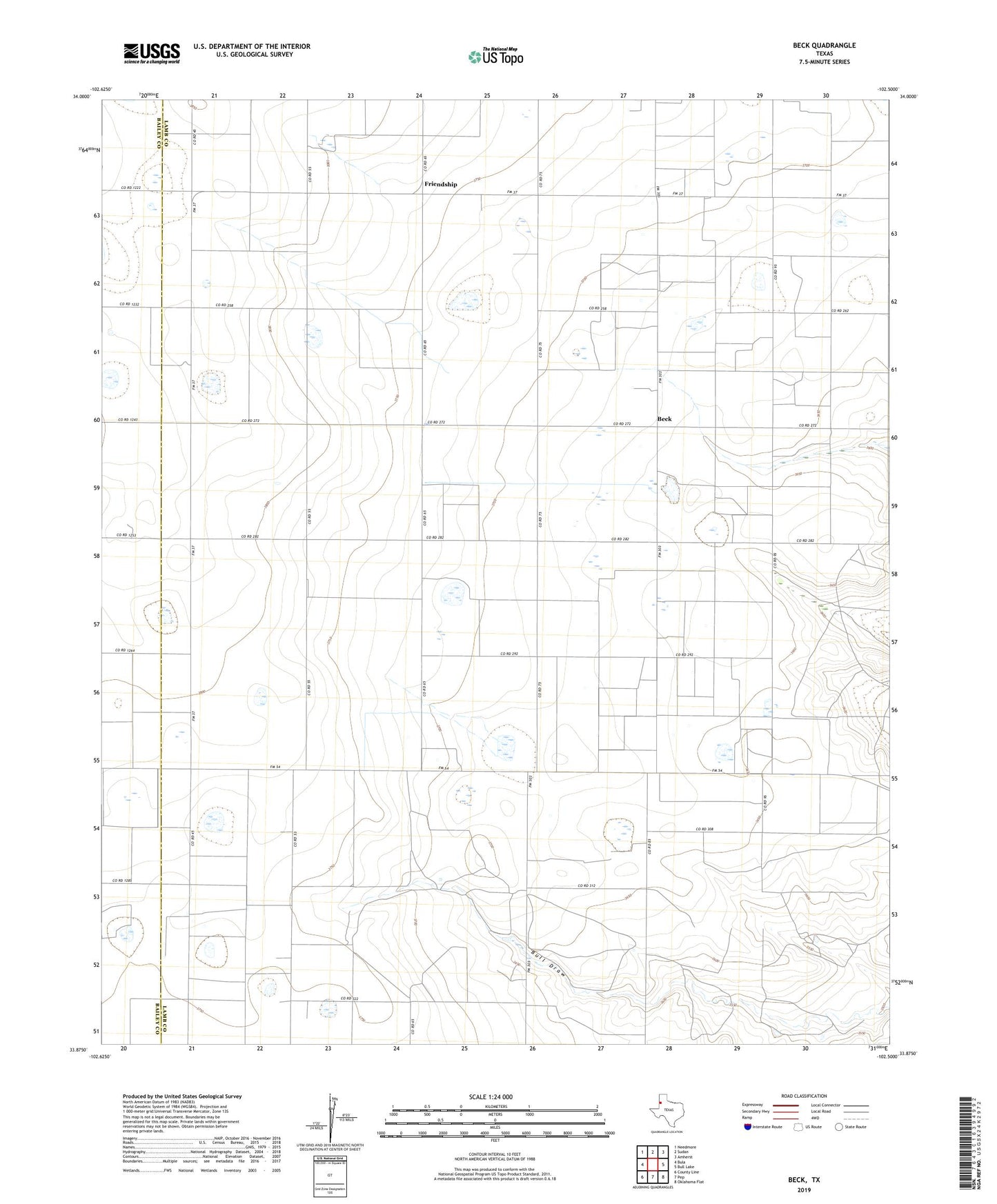 Beck Texas US Topo Map Image